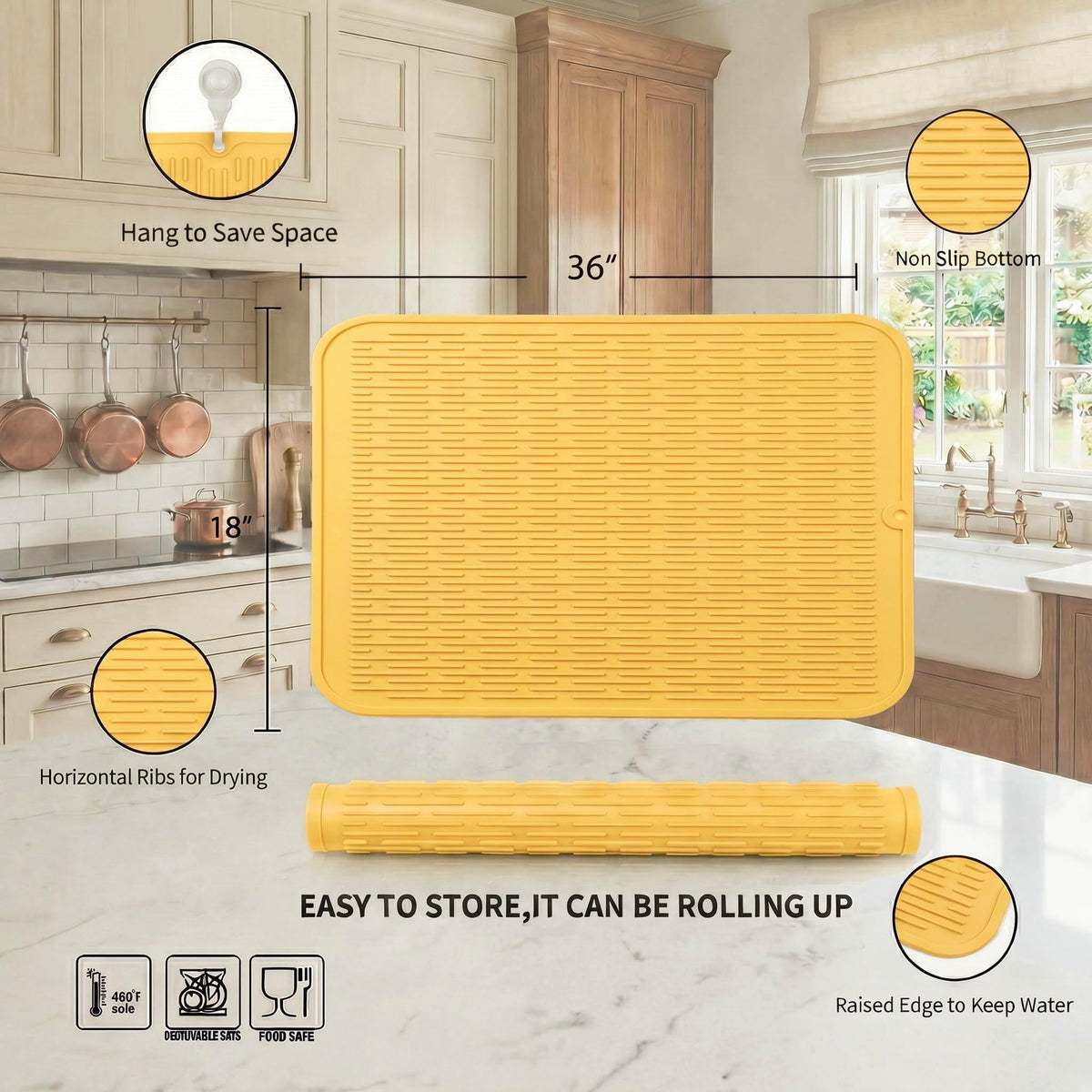 Silicone Dish Drying Mat for Multiple Usage