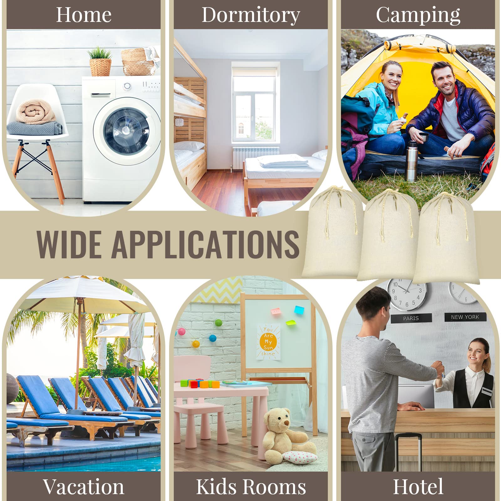 12 Pcs 28" x 36" Canvas Laundry Bags Bulk Large Cotton Laundry with Drawstring Heavy Duty Hamper Liner Washable Dirty Clothes for home College Sports Dorms Travel (12 Count)