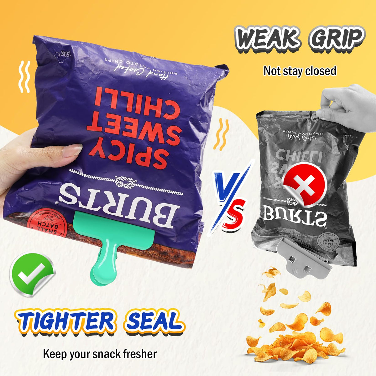 12 Pack Stainless Steel Chip Bag Clips (12 Count)