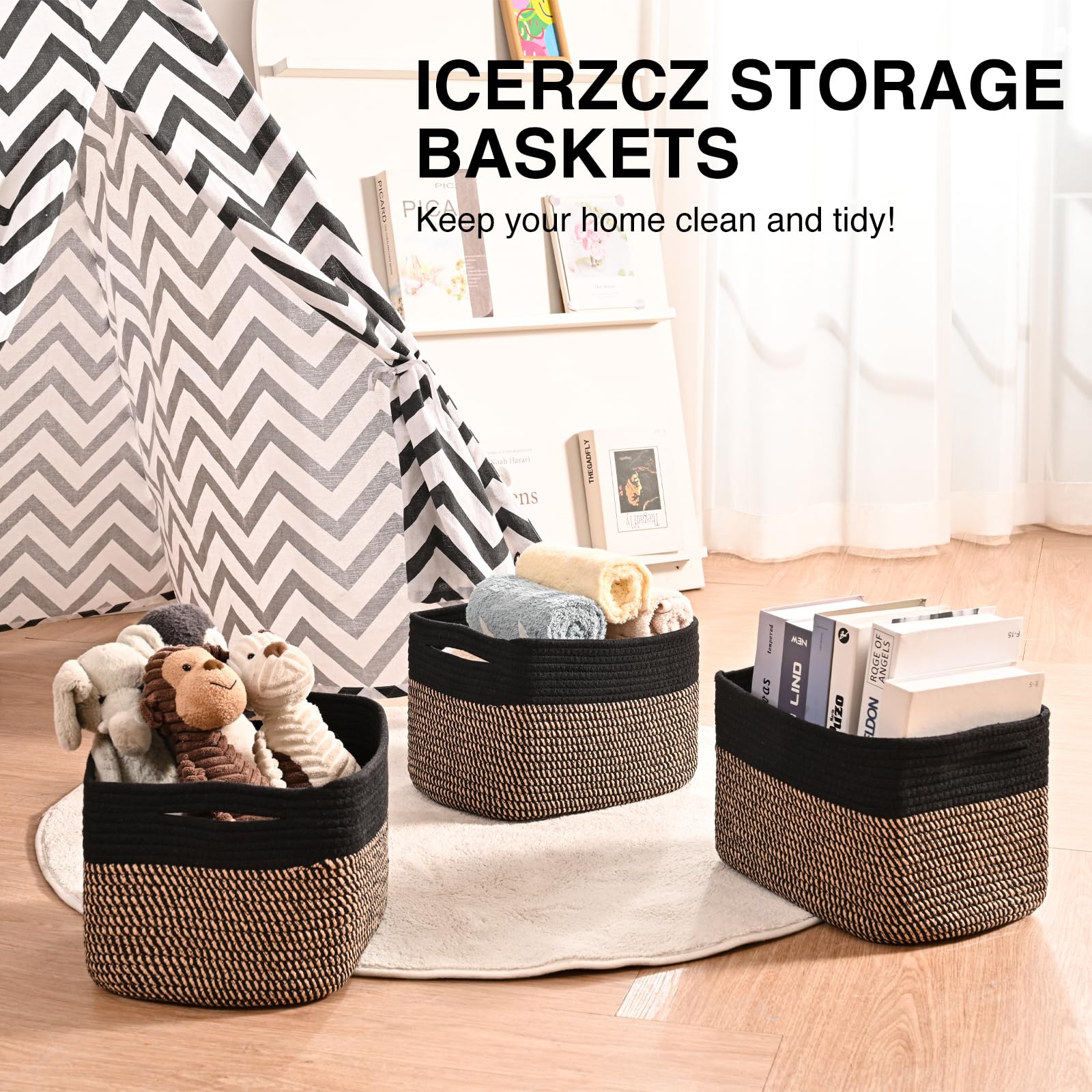 Storage Baskets for Shelves Organizing (4 Count)