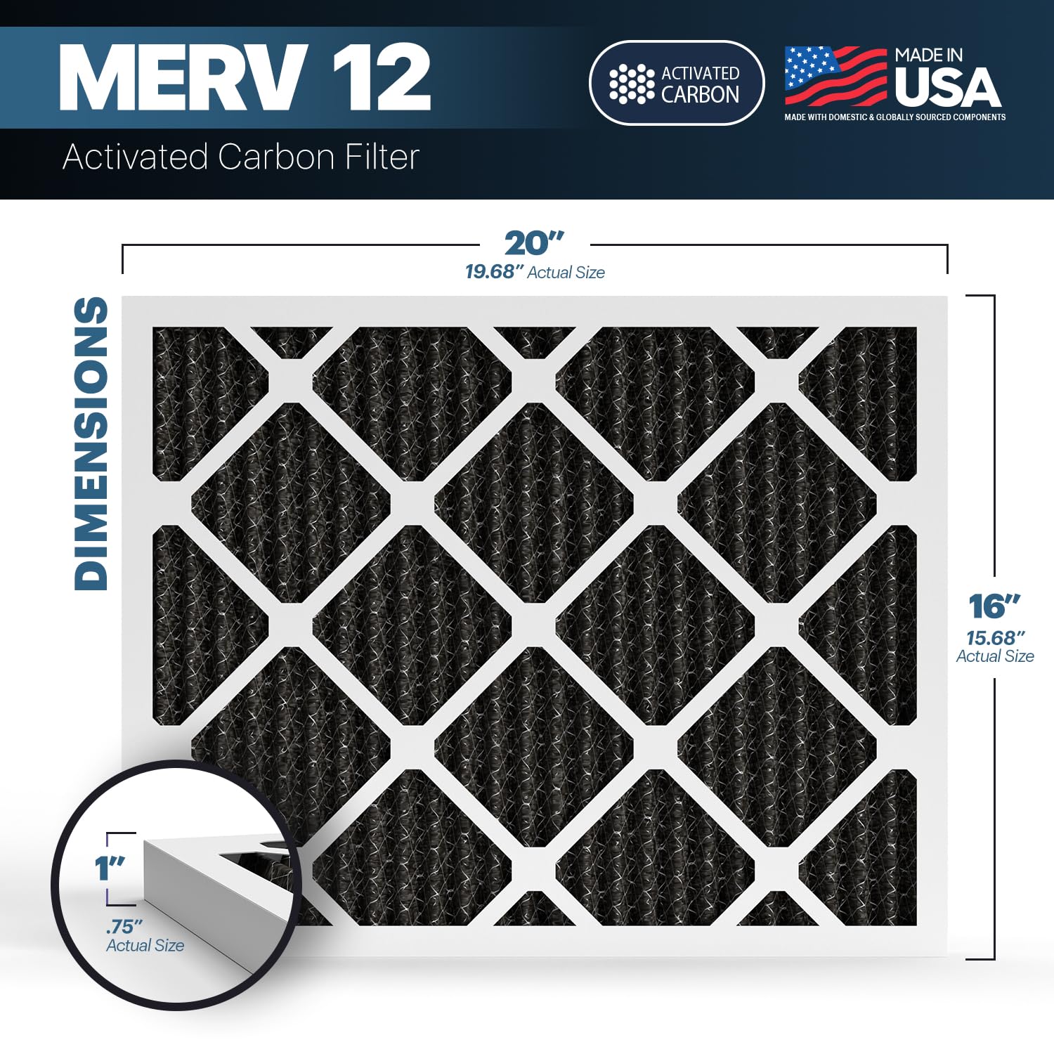 TruFilter 16x20x1 MERV 12 Odor Defense (6 Count)