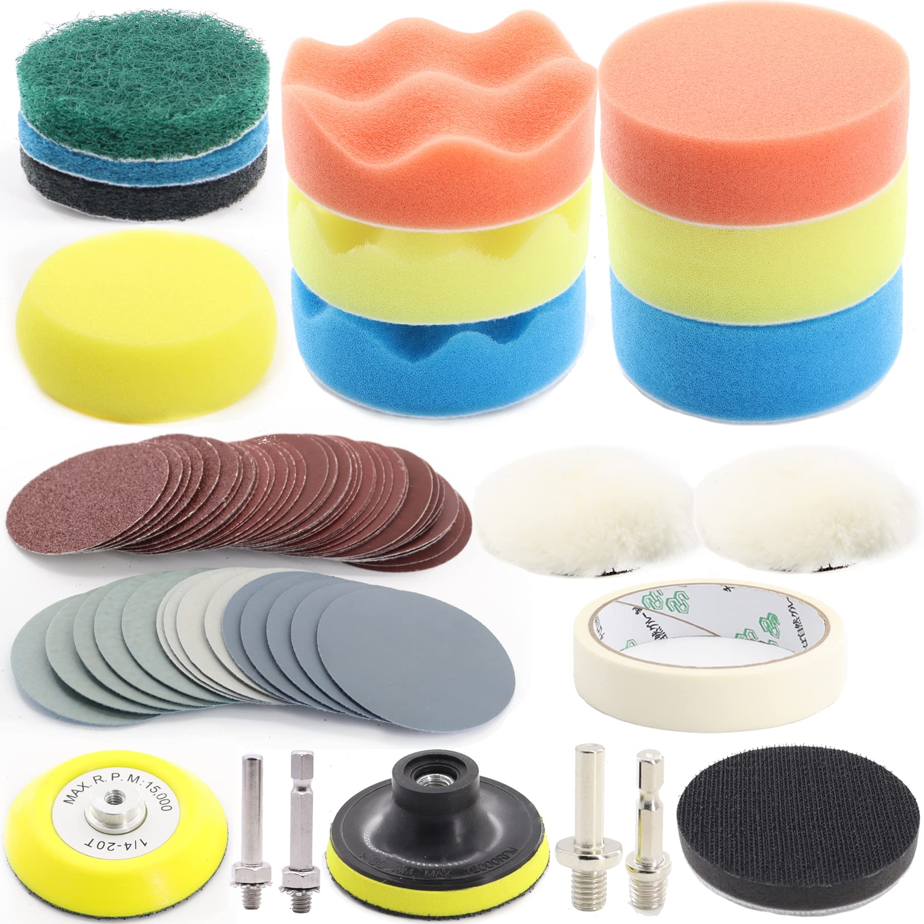 74PCS 3Inch Car Headlight Restoration and Polishing Kit (74 Count)