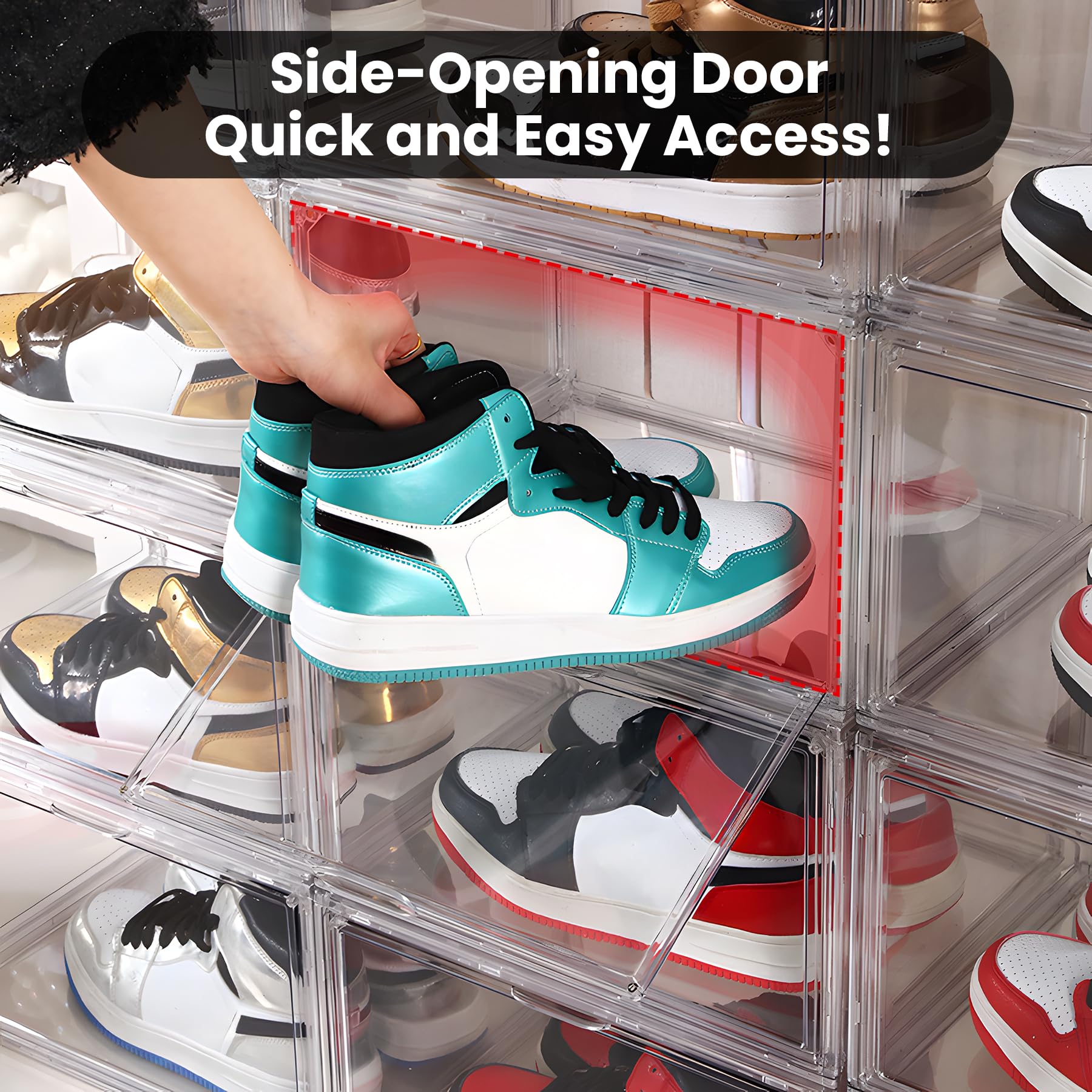 12 Pack Acrylic Shoe Boxes Side Open (12 Count)
