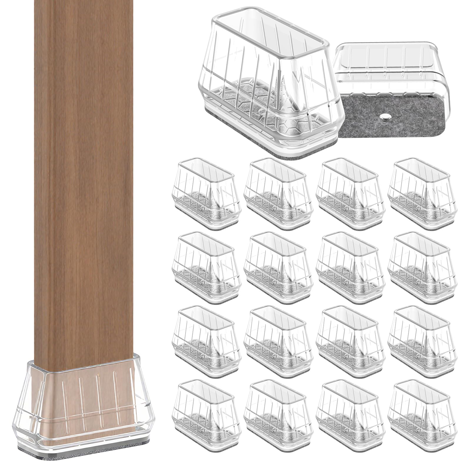 24PCS Rectangular Chair Leg Floor Protectors for Hardwood Floors (24 Count)
