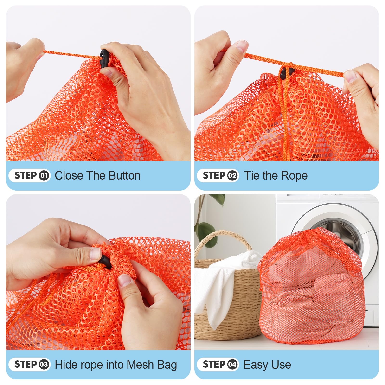 3Pcs Mesh Laundry Bags Washing Machine Mesh Wash Bags Jumbo for Delicates Clothes (3 Count)