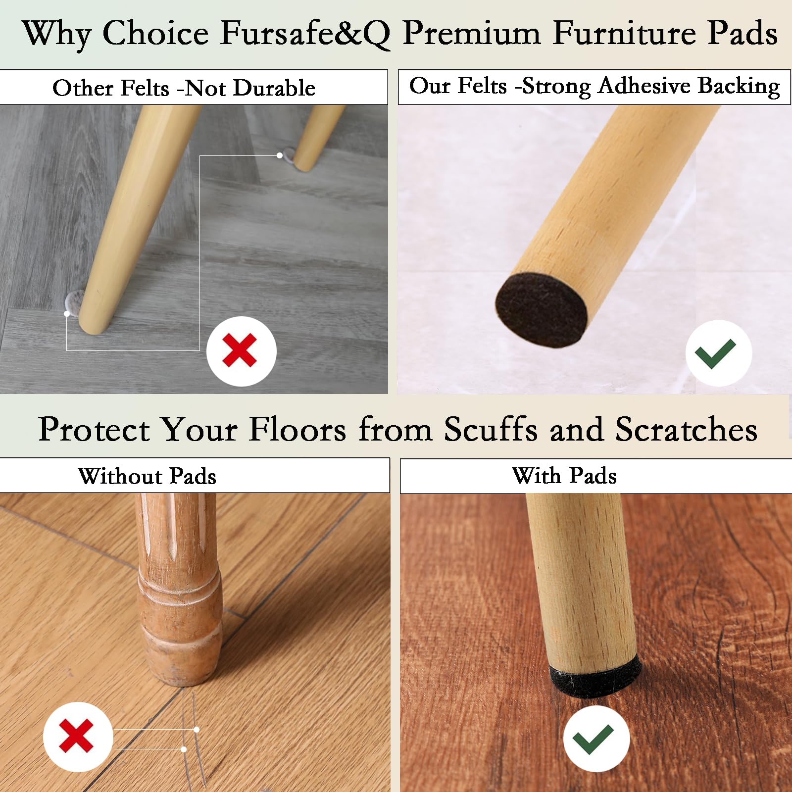 Felt Furniture Pads for Hardwood Floors (201 Count)