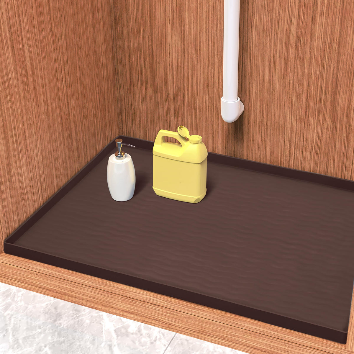 Waterproof Silicone Under Sink Mat 31'' x 22'' Shelf Liner for Kitchen and Bathroom