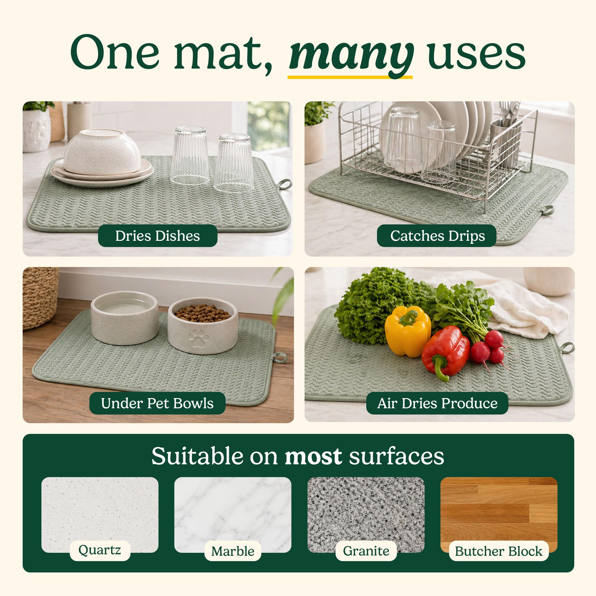 Cuisinart Dish Drying Mat for Kitchen Counter (2 Count)