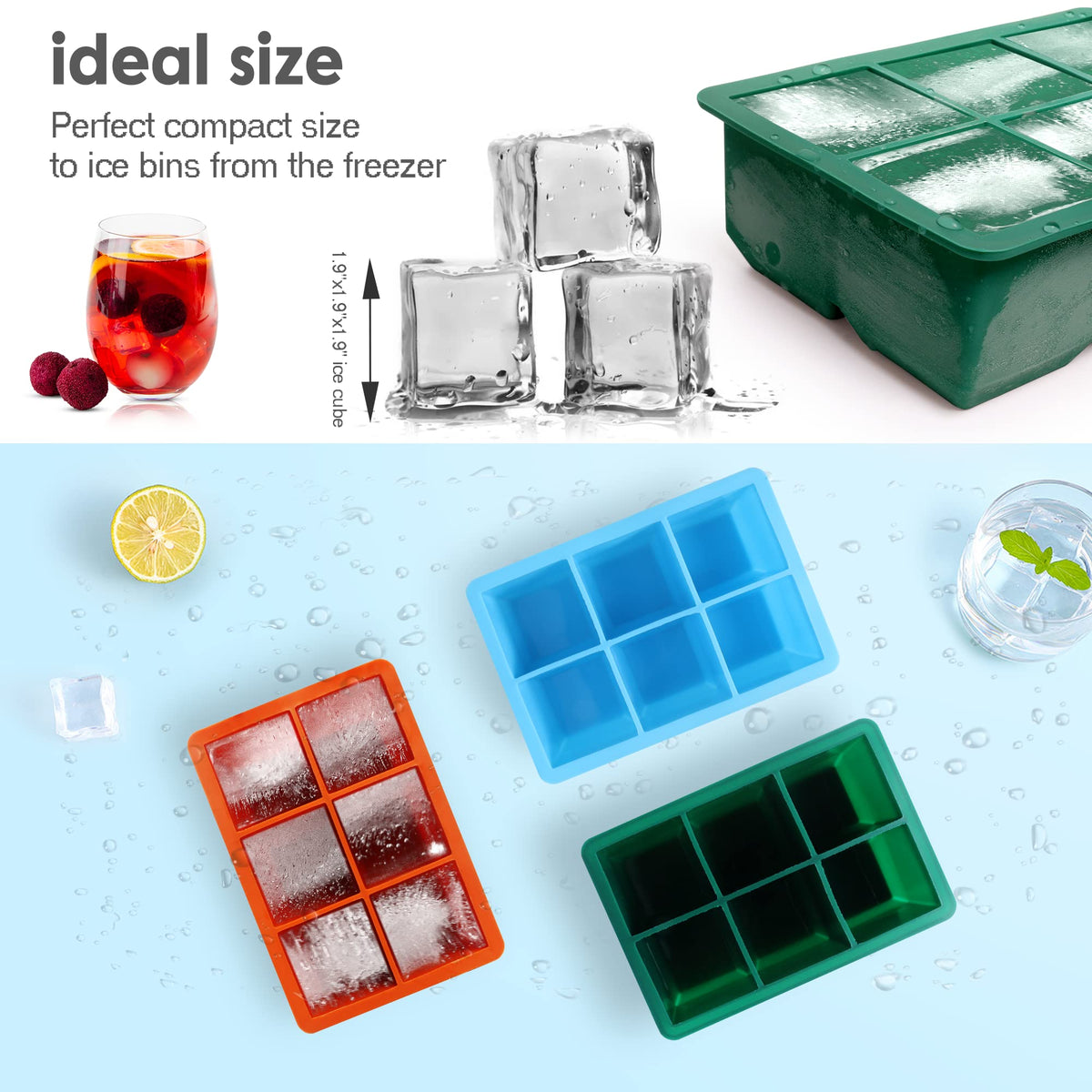 Silicone Ice Cube Trays 3 Pack (3 Count)