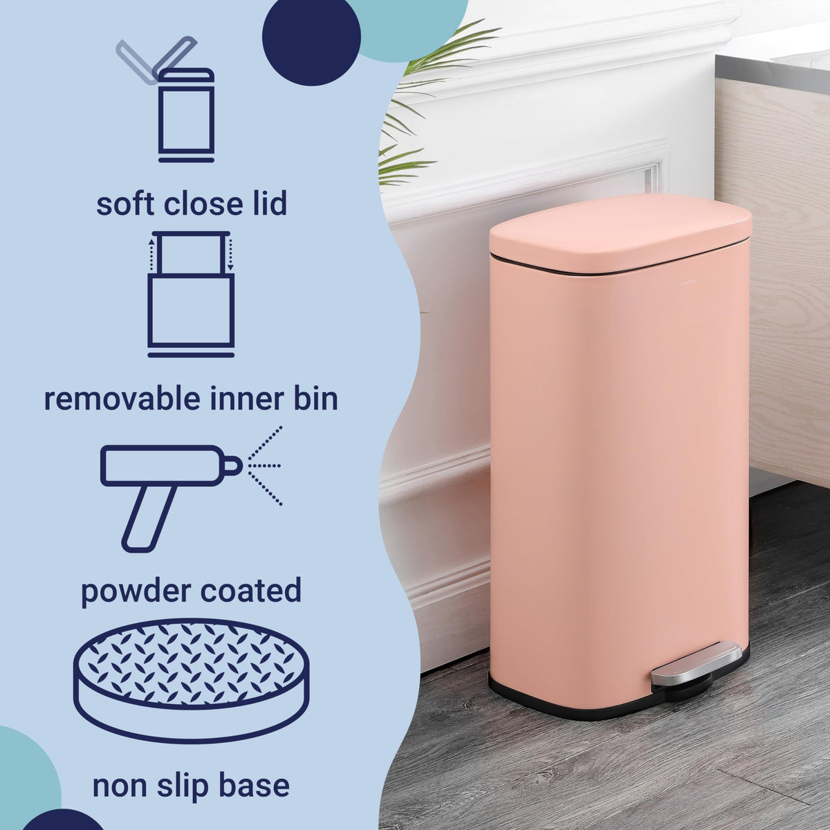 Curtis 8 Gal Step Trash Can Soft Close 25"
