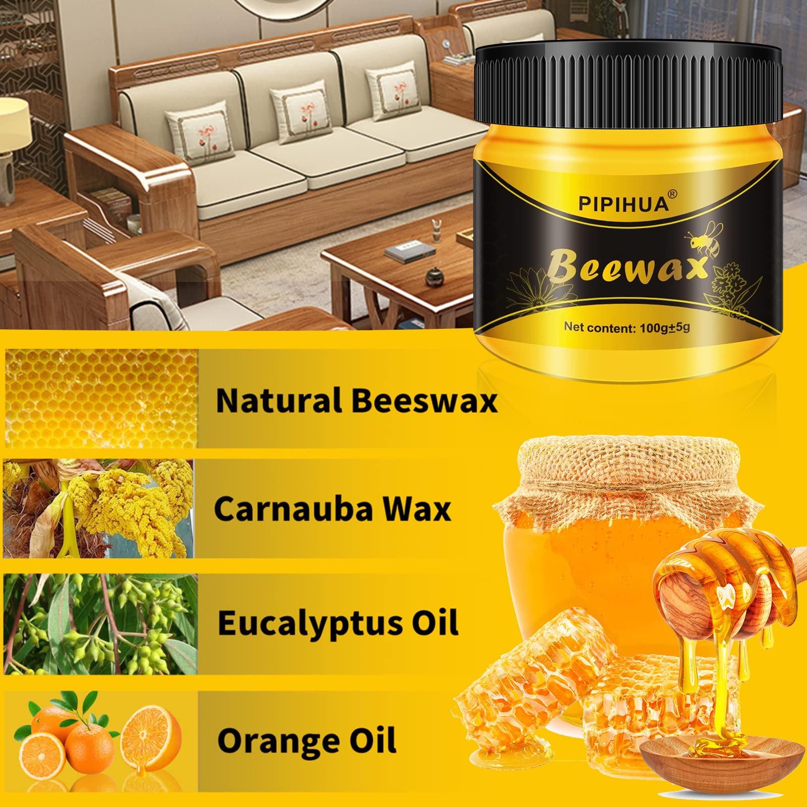Beeswax Polish and Conditioner for Wood Furniture (14.2 Ounce)