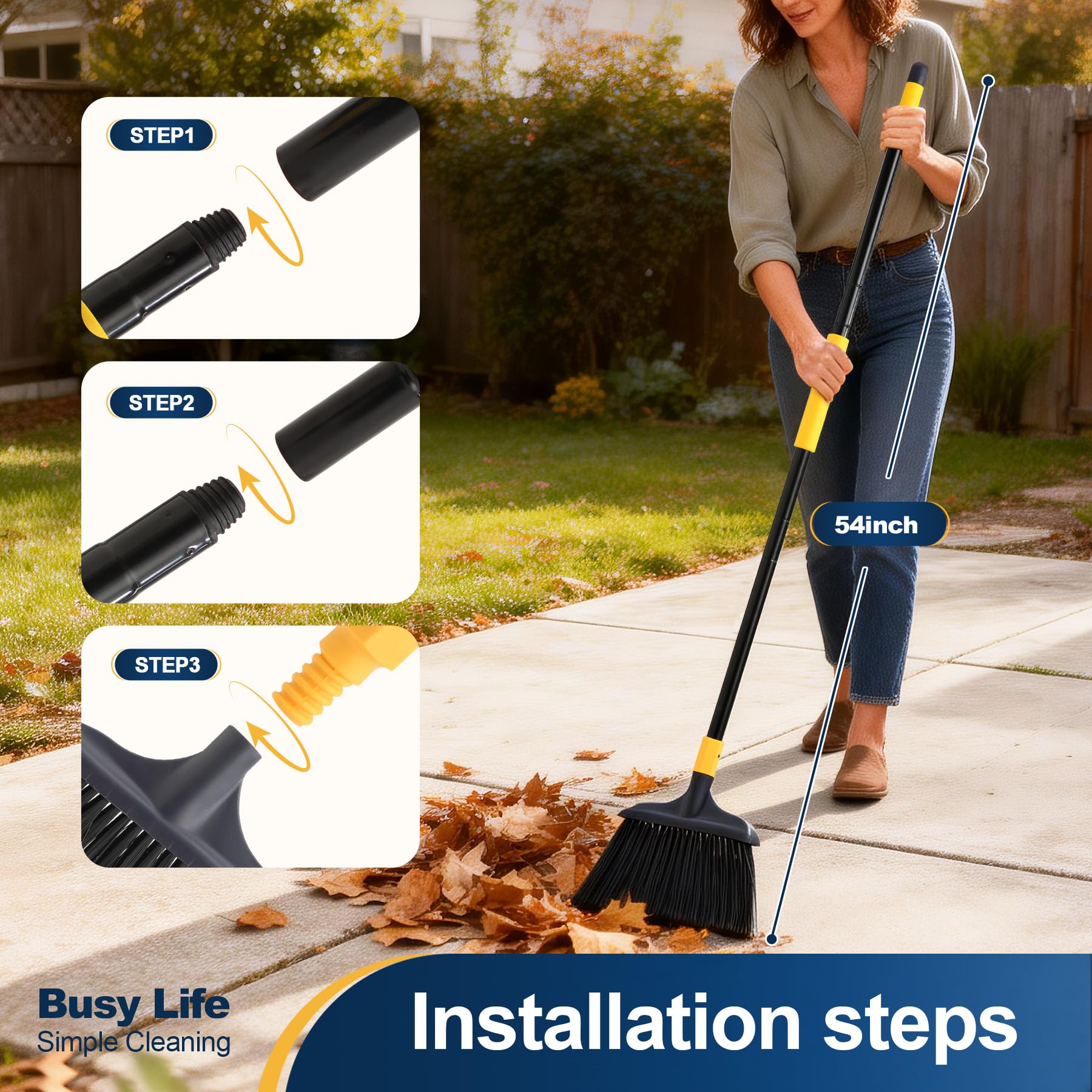 Heavy Duty Broom Outdoor Commercial Broom 54Inch