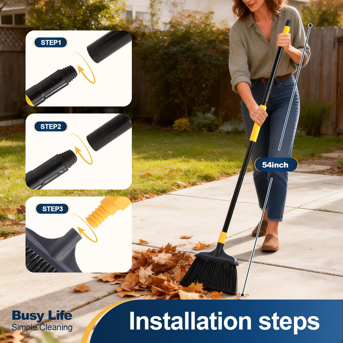 Heavy Duty Broom Outdoor Commercial Broom 54Inch