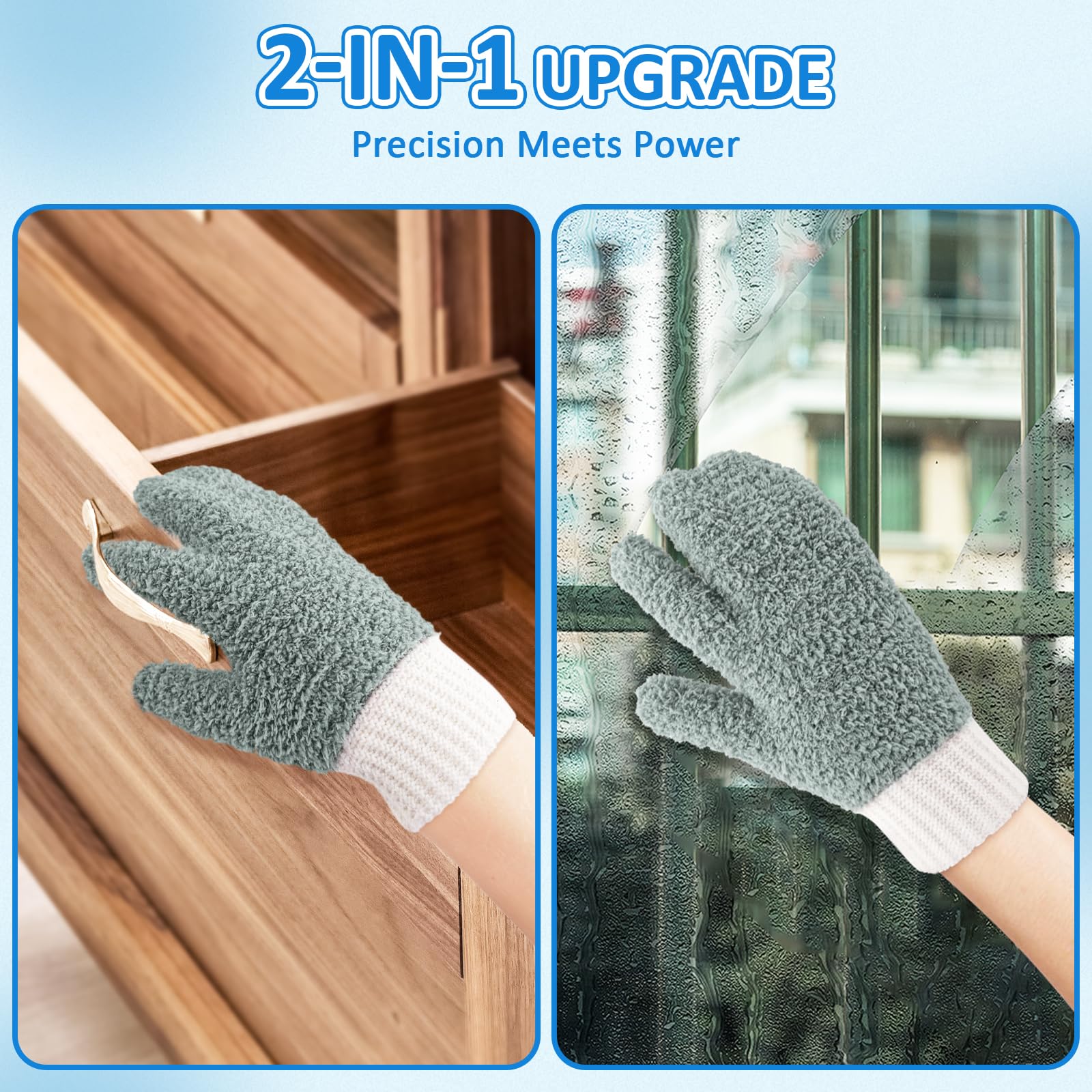Microfiber Dusting Gloves House Reusable Cleaning Glove for Blinds (4 Count)