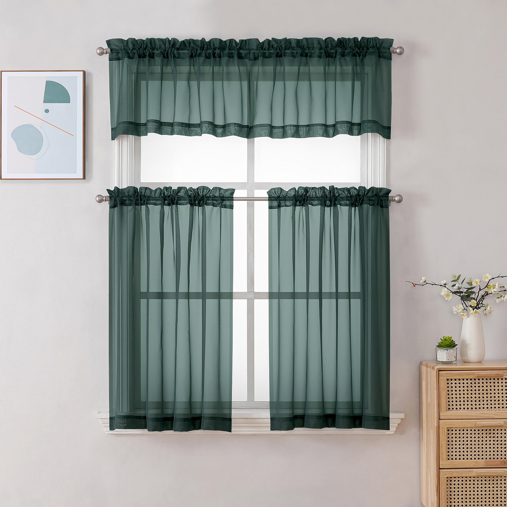 Hunter Green Sheer Valances for Windows (2 Count)