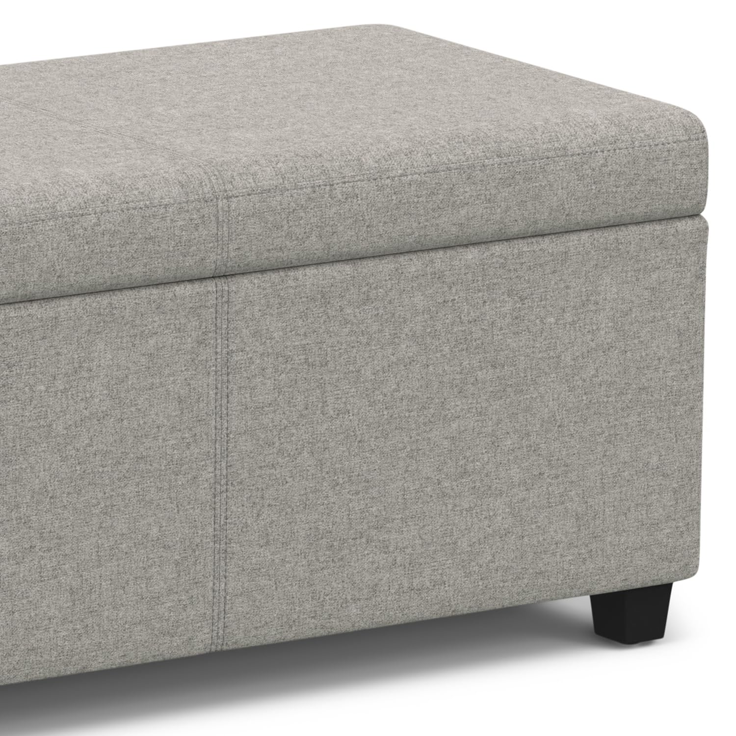 Avalon 54" Wide Vegan Leather Storage Ottoman in Midnight Black