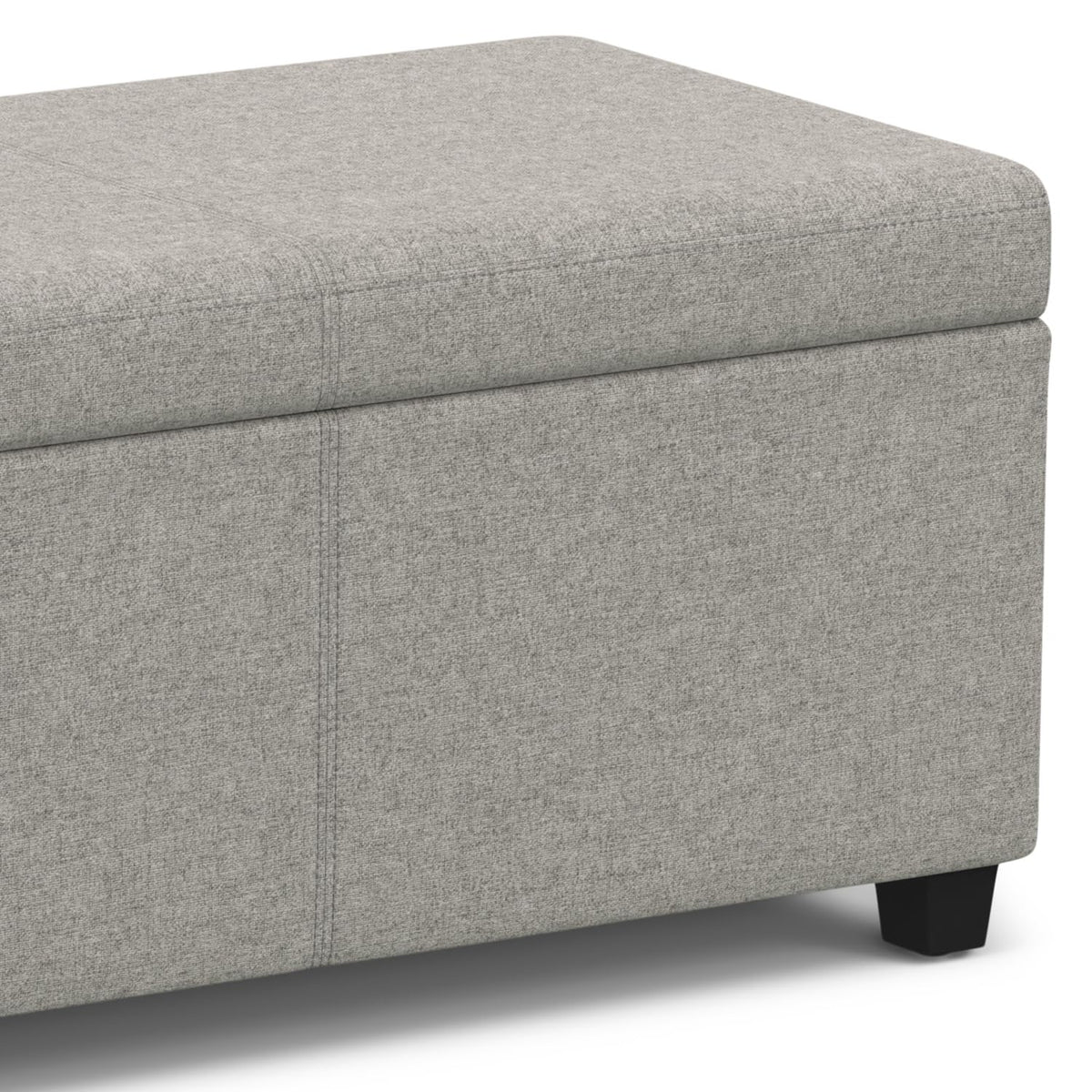 Avalon 54" Wide Vegan Leather Storage Ottoman in Midnight Black