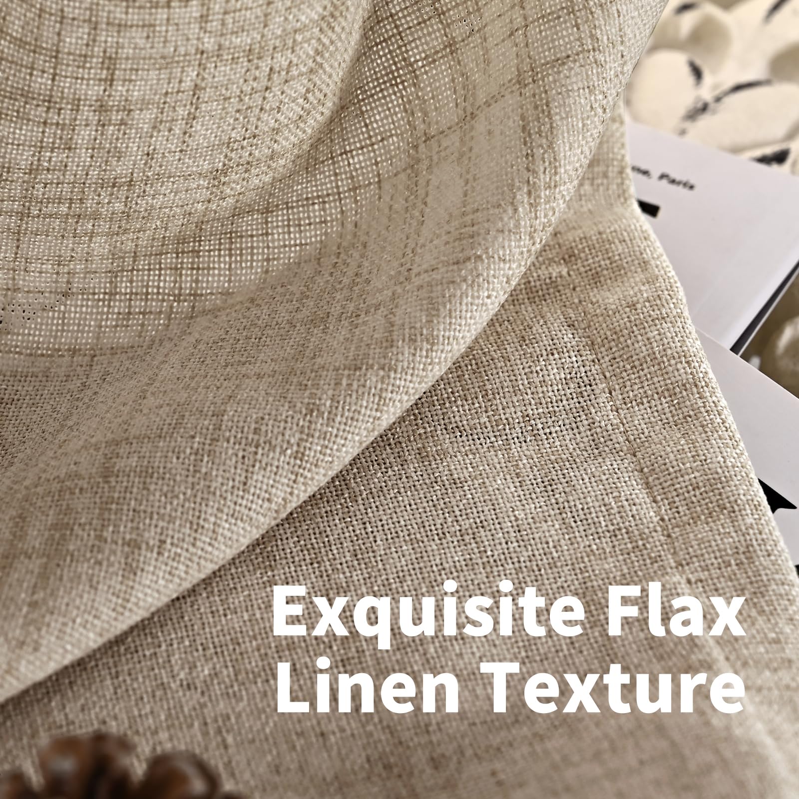 Short Linen Curtains 40 Inch Length for Cafe Window (2 Count)