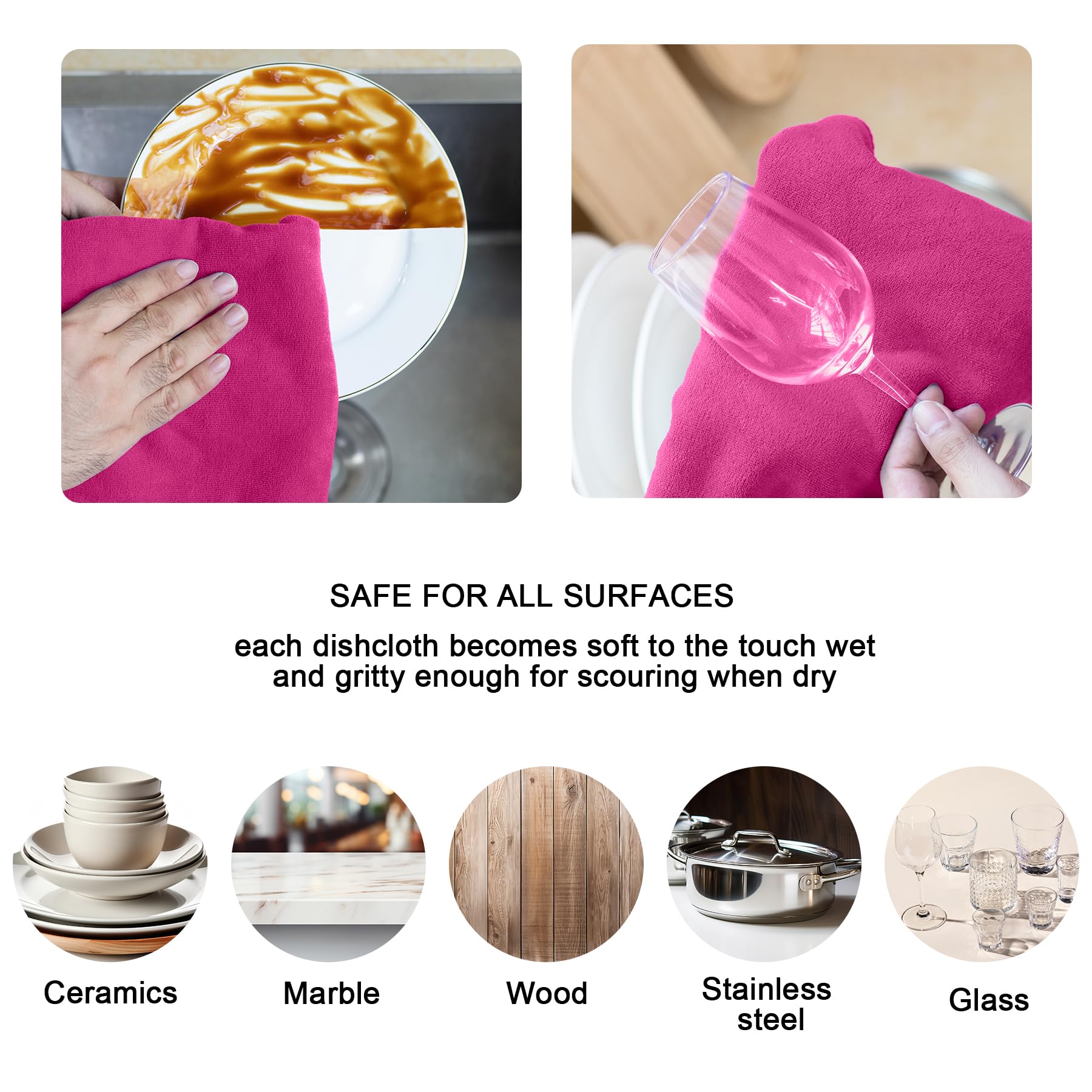 Microfiber Kitchen Dish Towels for Washing Dishes 12 Pack (12 Count)