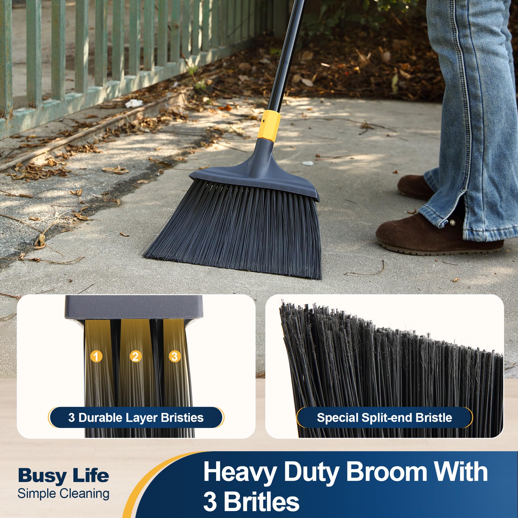 Heavy Duty Broom Outdoor Commercial Broom 54Inch