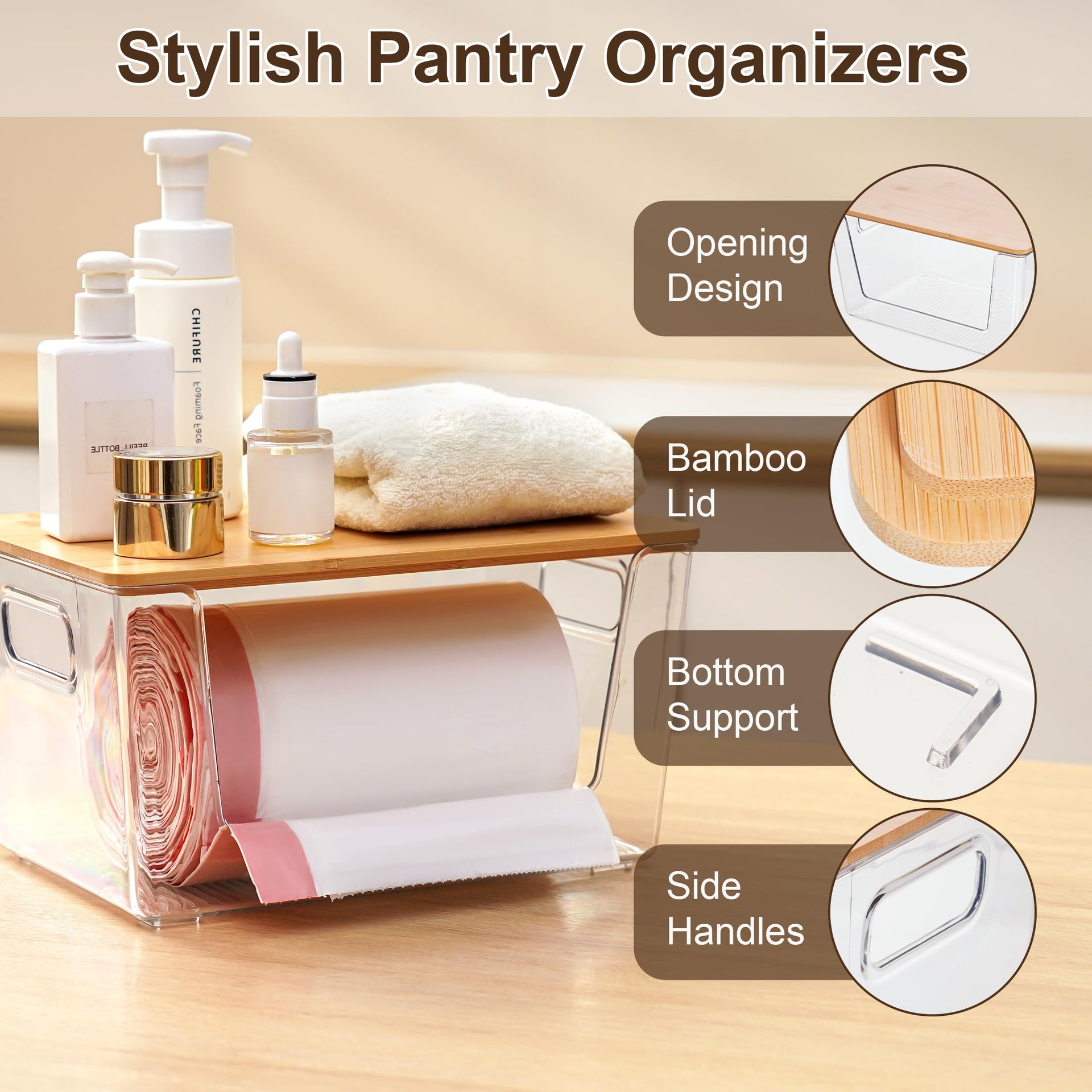 Citylife 2 Pack Extra Large Trash Bag Holders with Bamboo Tops and Handles (2 Count)