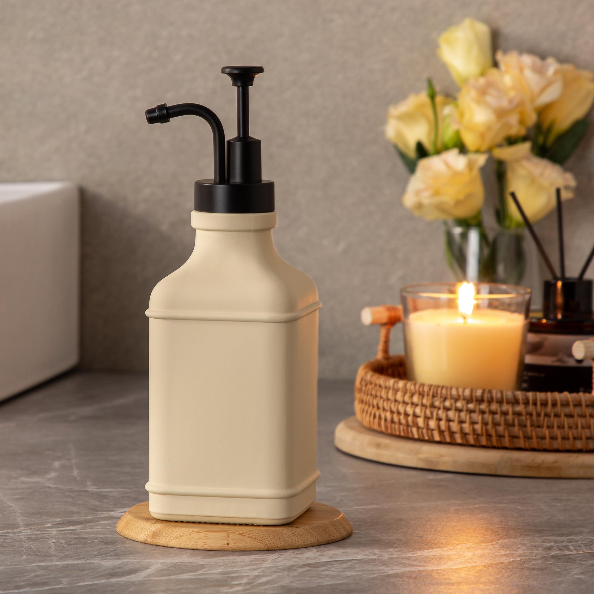 Beige Soap Dispenser