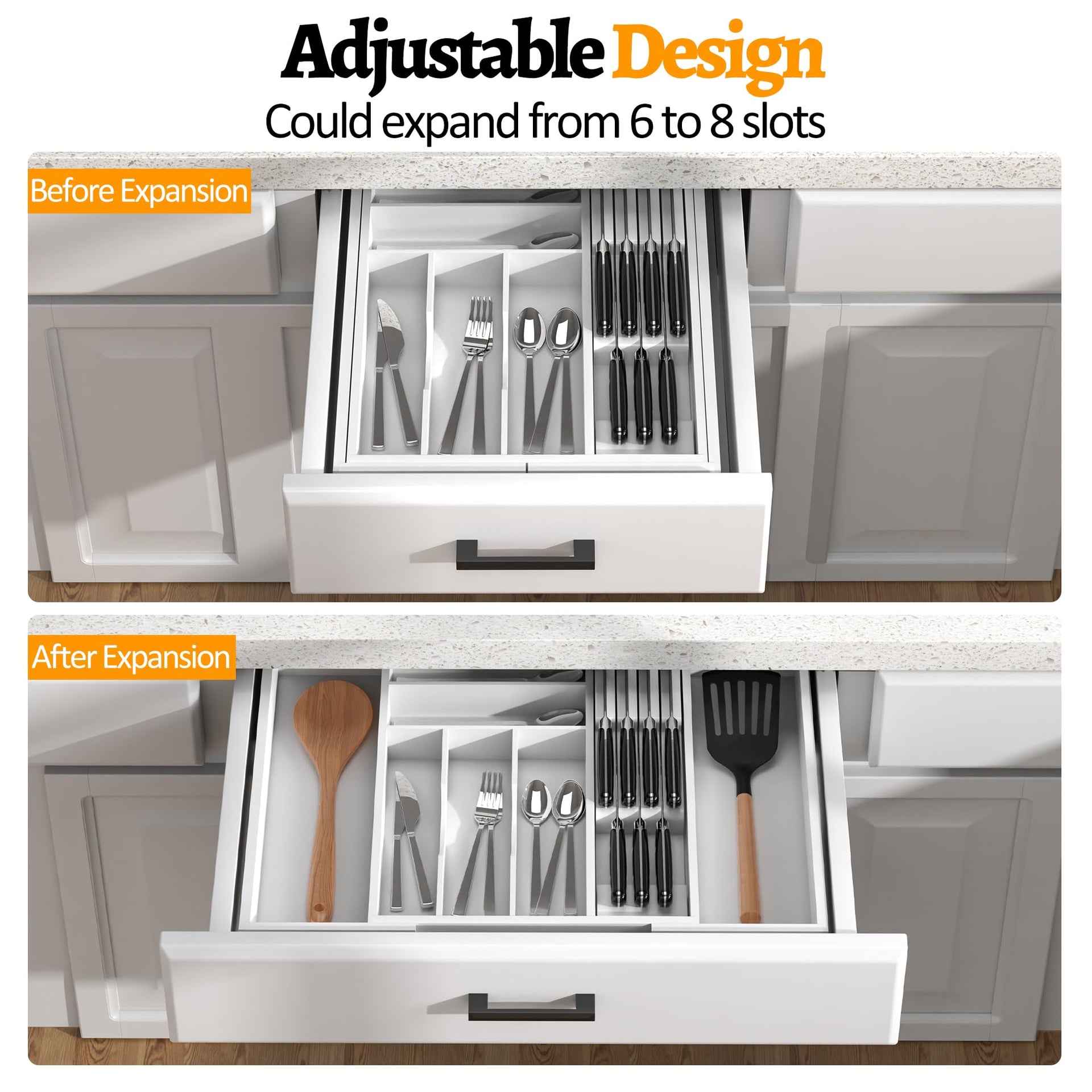 Bamboo Silverware Drawer Organizer