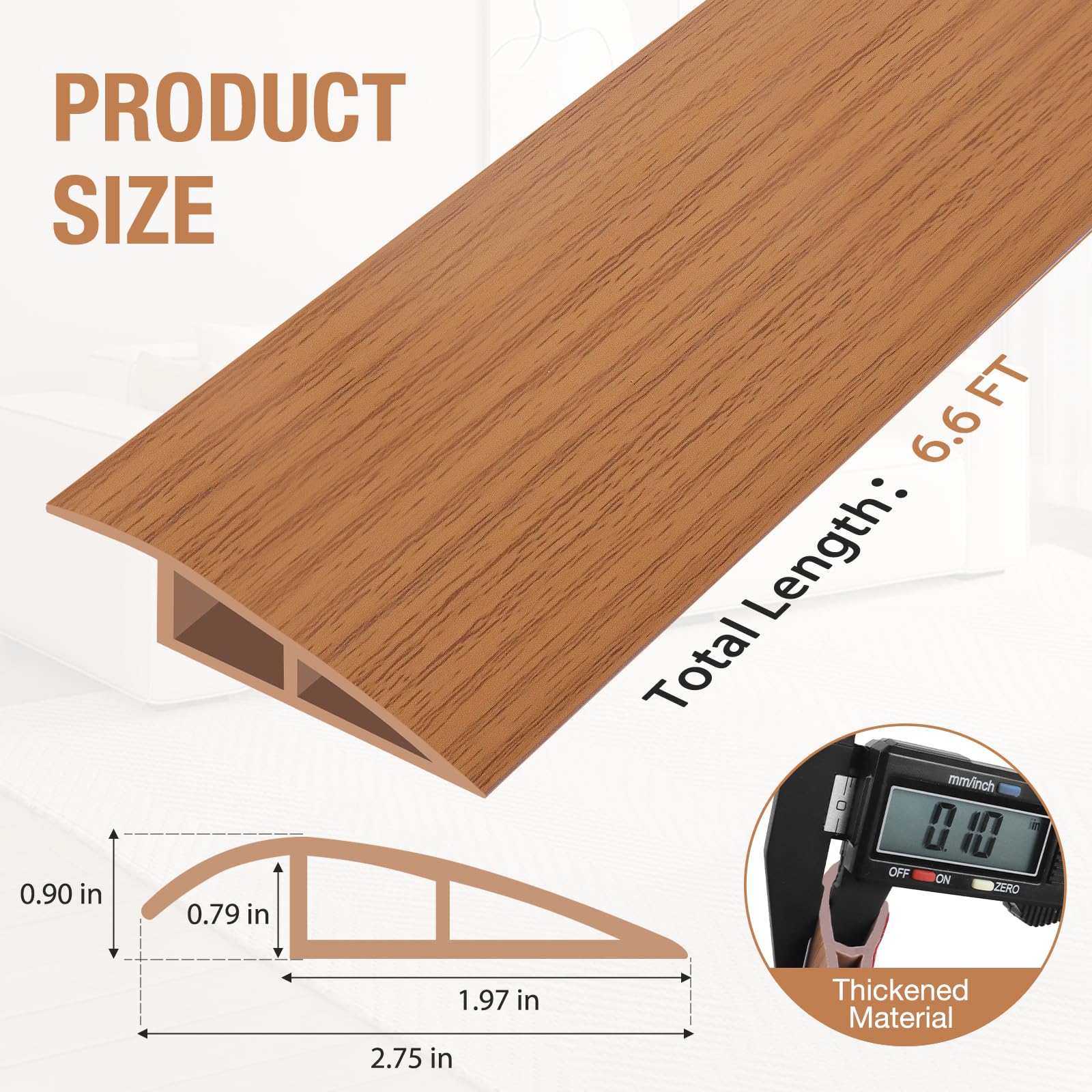 Floor Transition Strip Self Adhesive Vinyl Door Threshold Strip (6.6 Foot)
