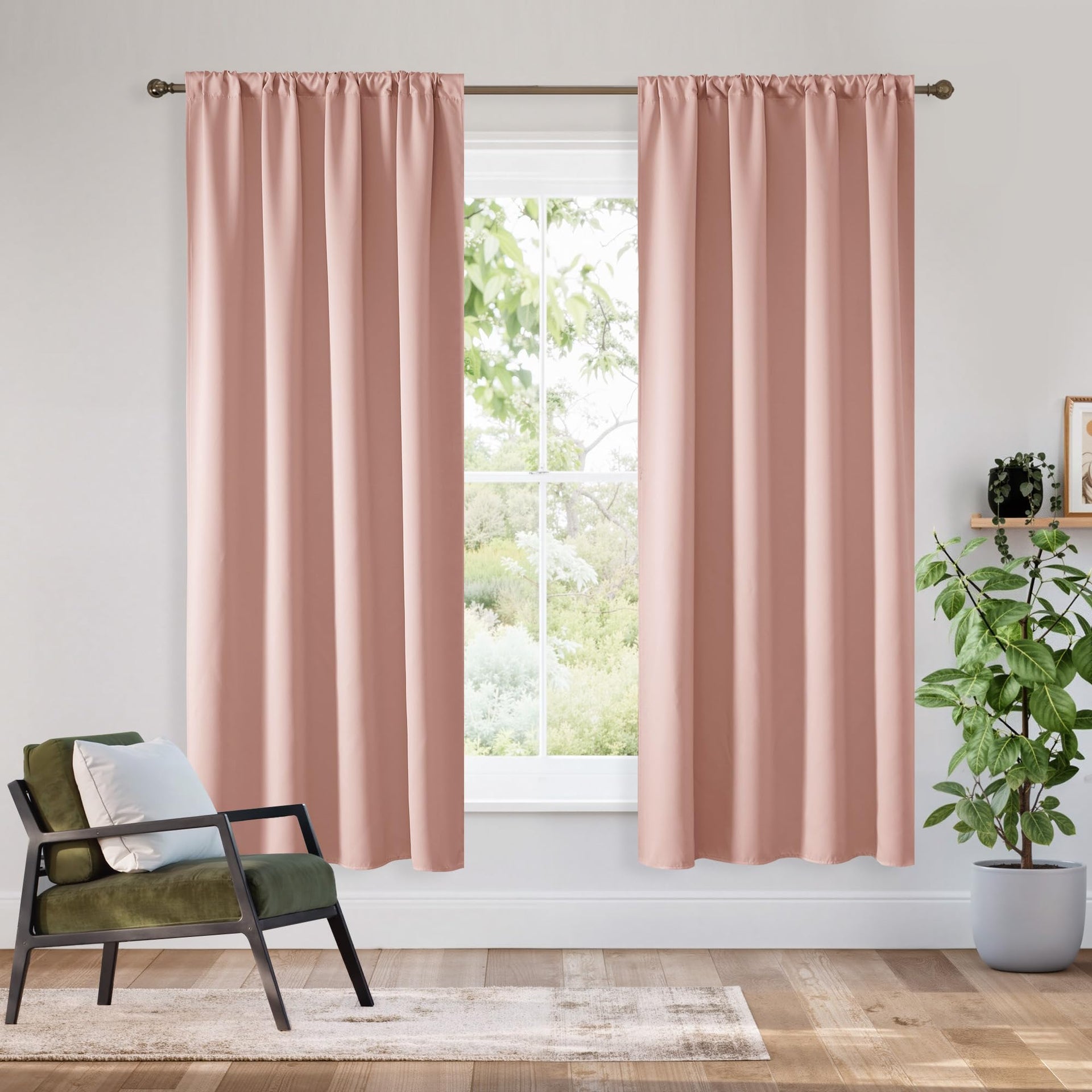 Bedroom Blackout Curtains 63 inches Long (2 Count)