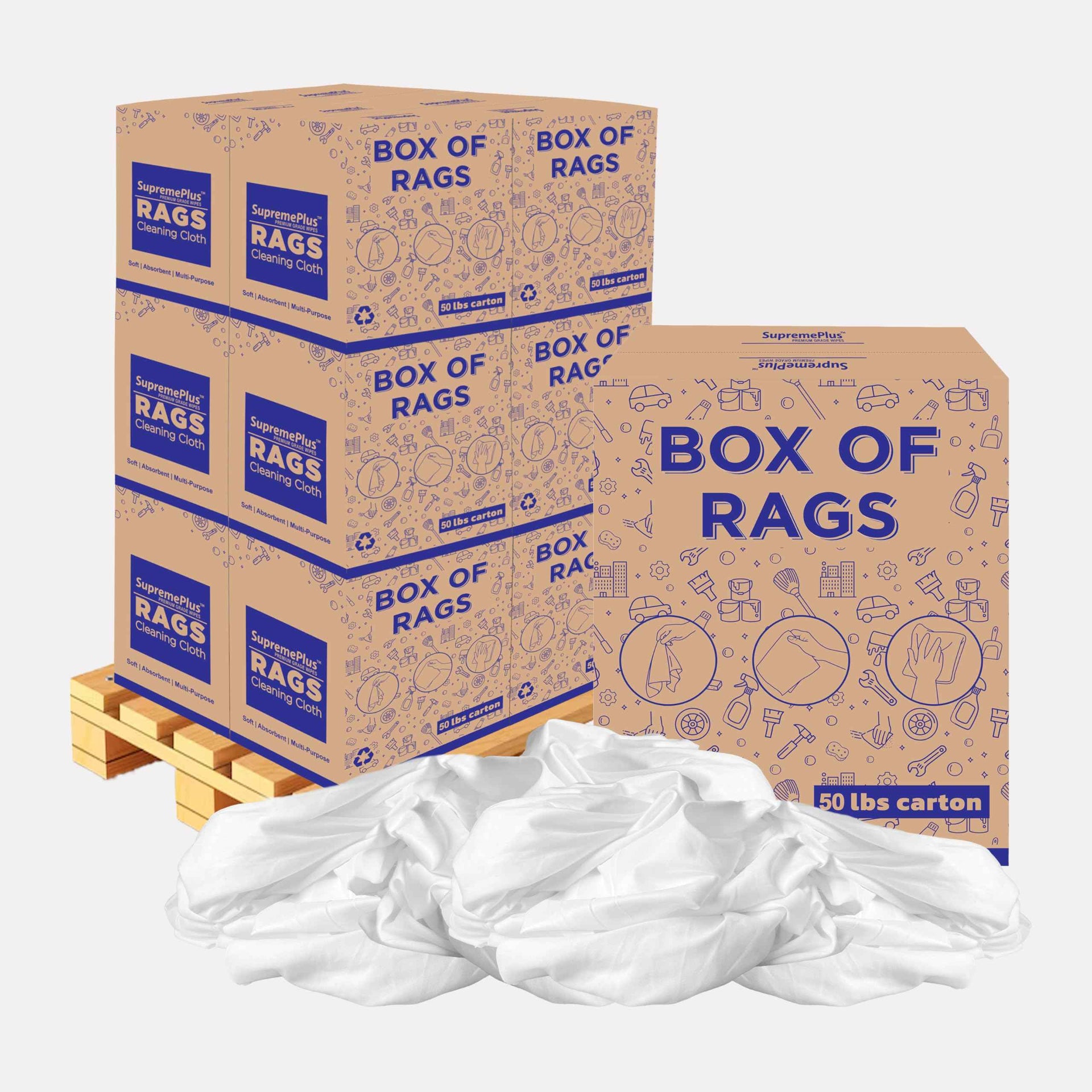 Recycled White Sheeting Cleaning Rags (5300 Count)
