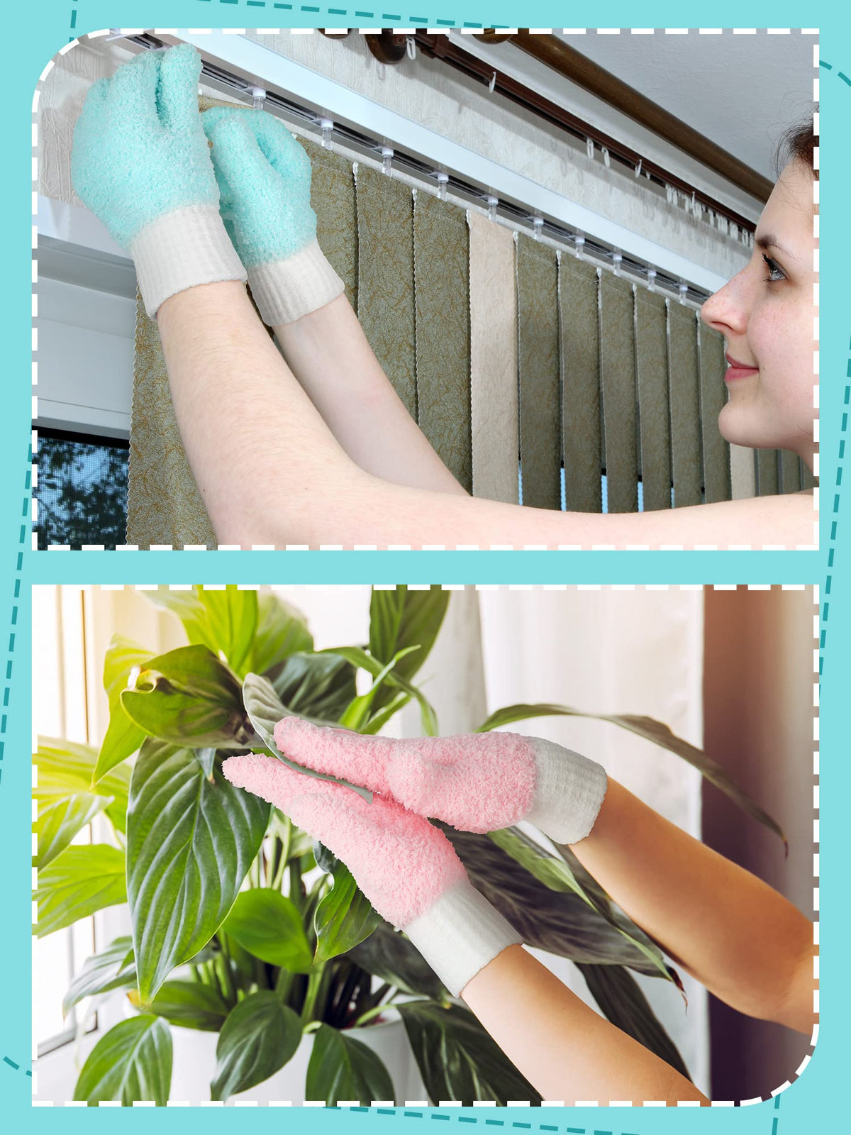 3 Pairs Microfiber Plant Dusting Gloves Leaf Cleaning Gloves for Indoor Plants (3 Count)