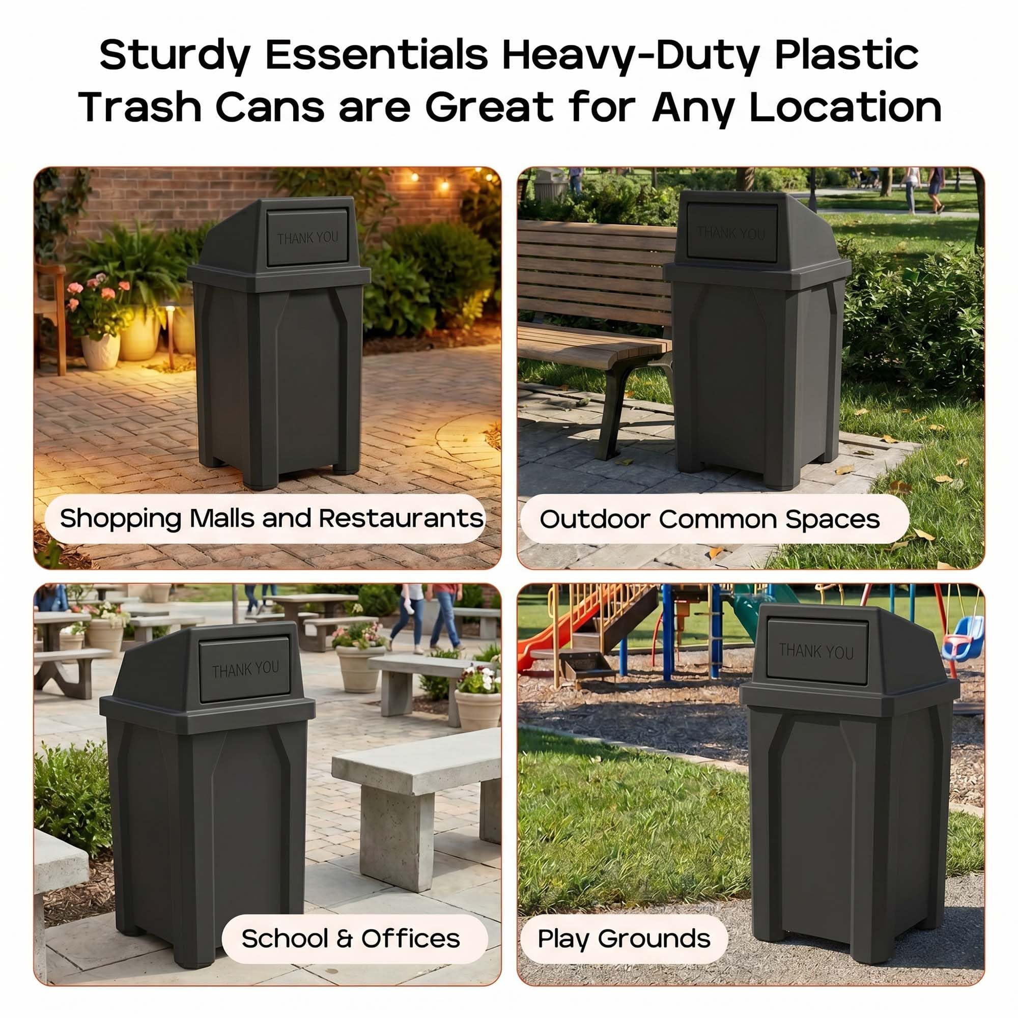 Campus Collection 32 Gallon Outdoor Commercial Trash Can with Lid