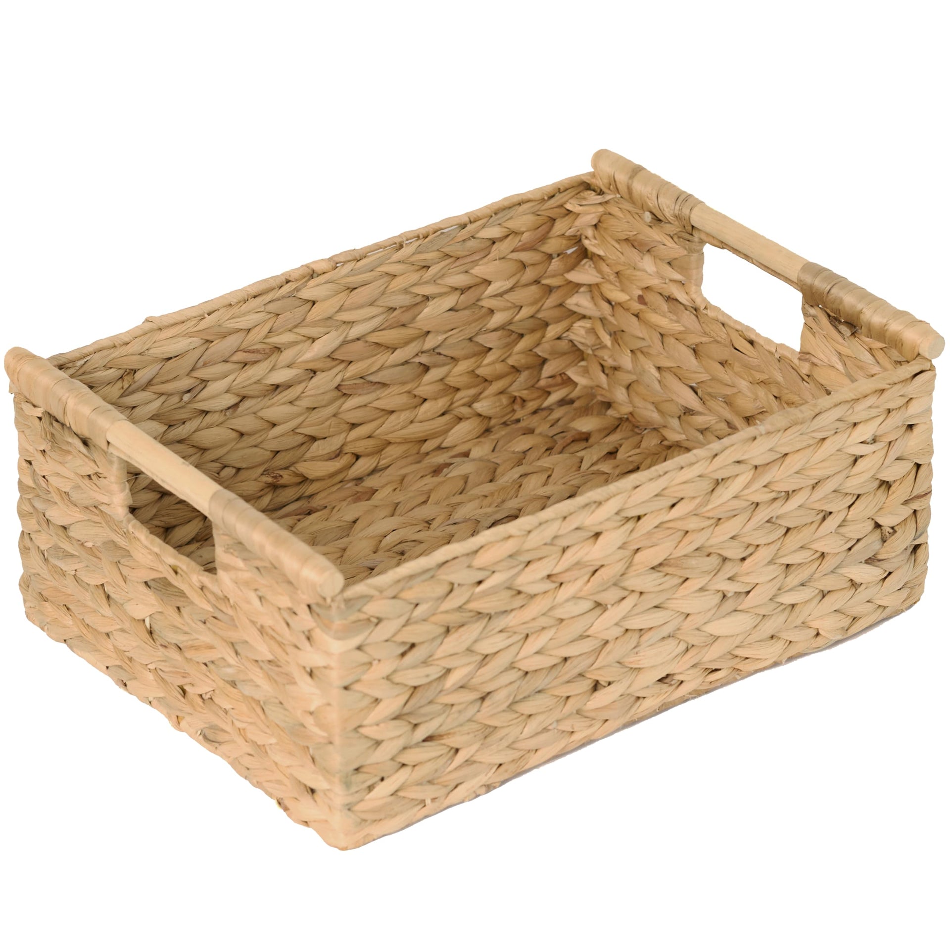 Extra Large Wicker Basket Rectangular with Wooden Handles for Shelves