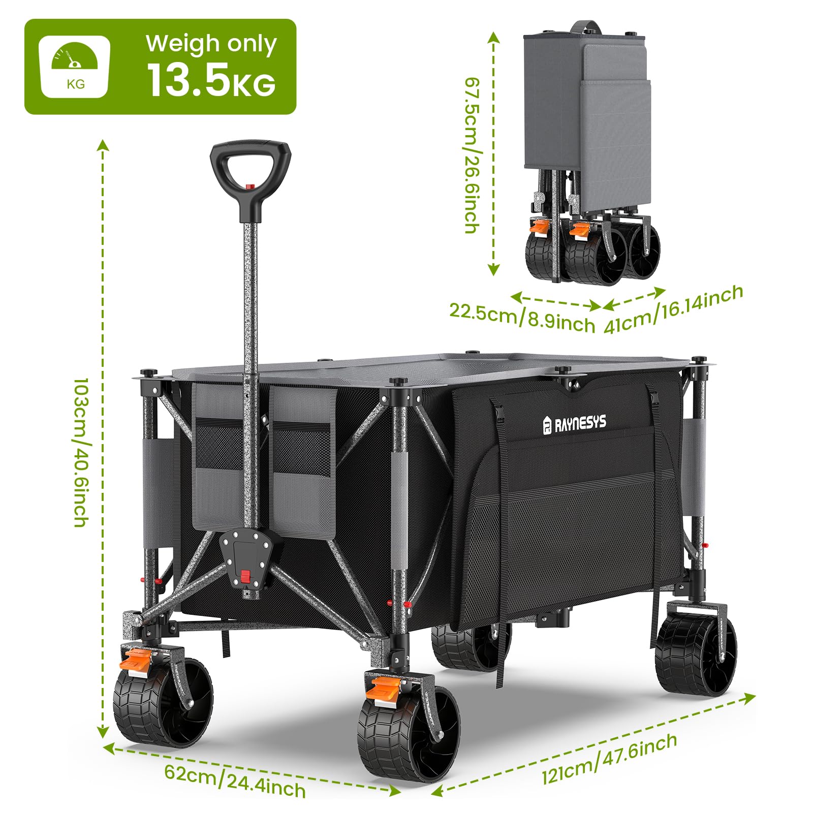 300L Collapsible Wagons Cart with Wheels Foldable
