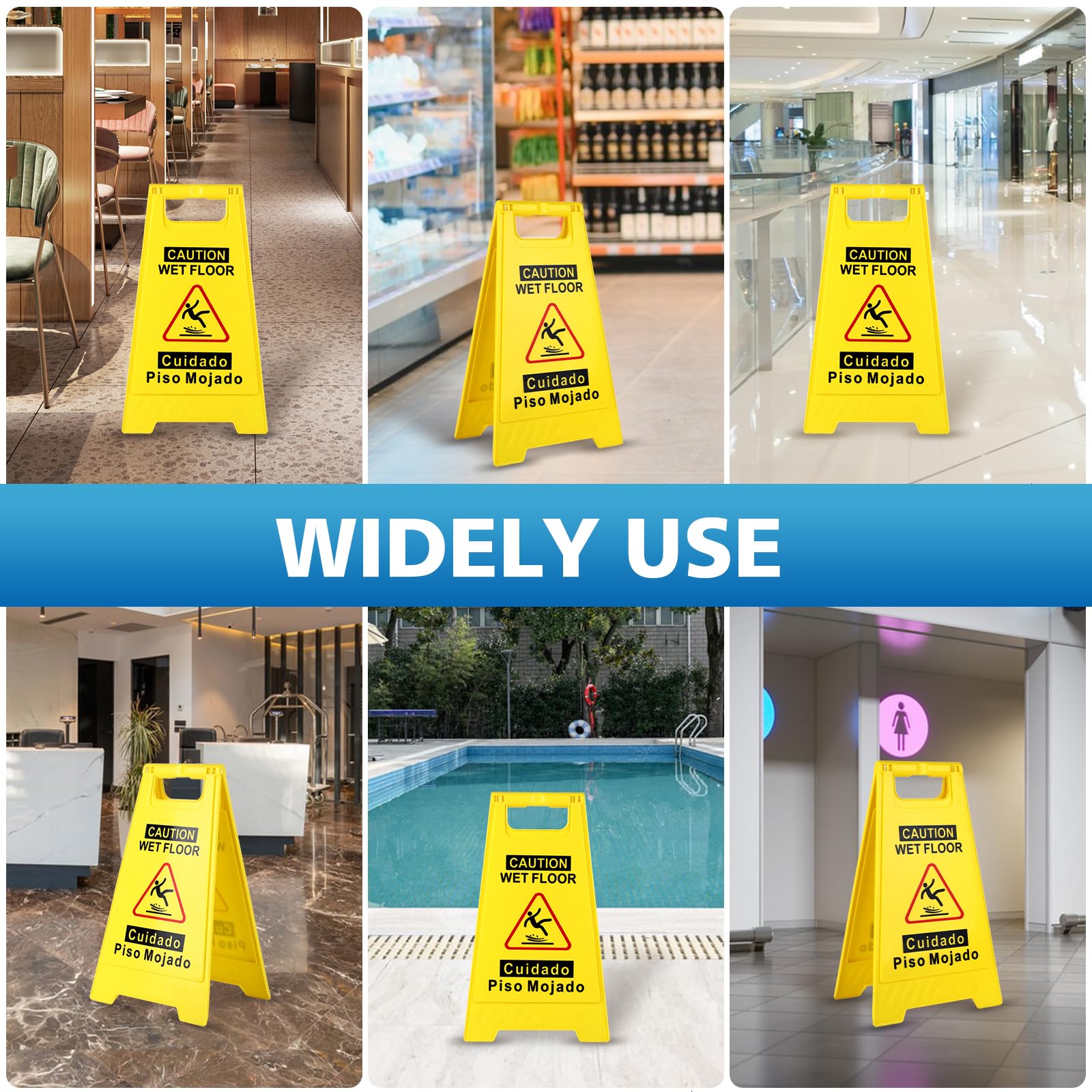 1 Pack Caution Wet Floor Sign