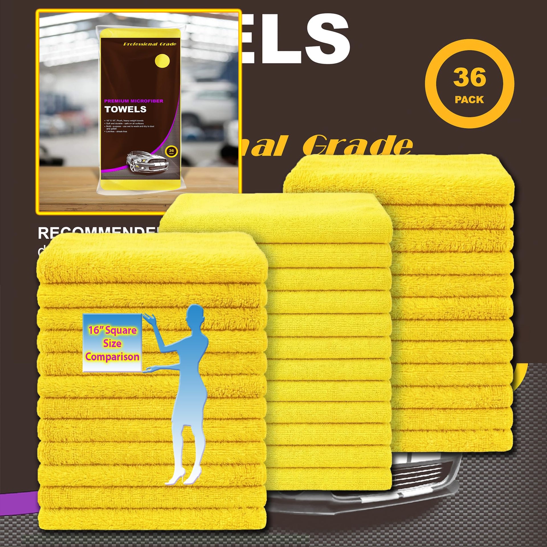 Yellow Microfiber Cleaning Towels (36 Count)