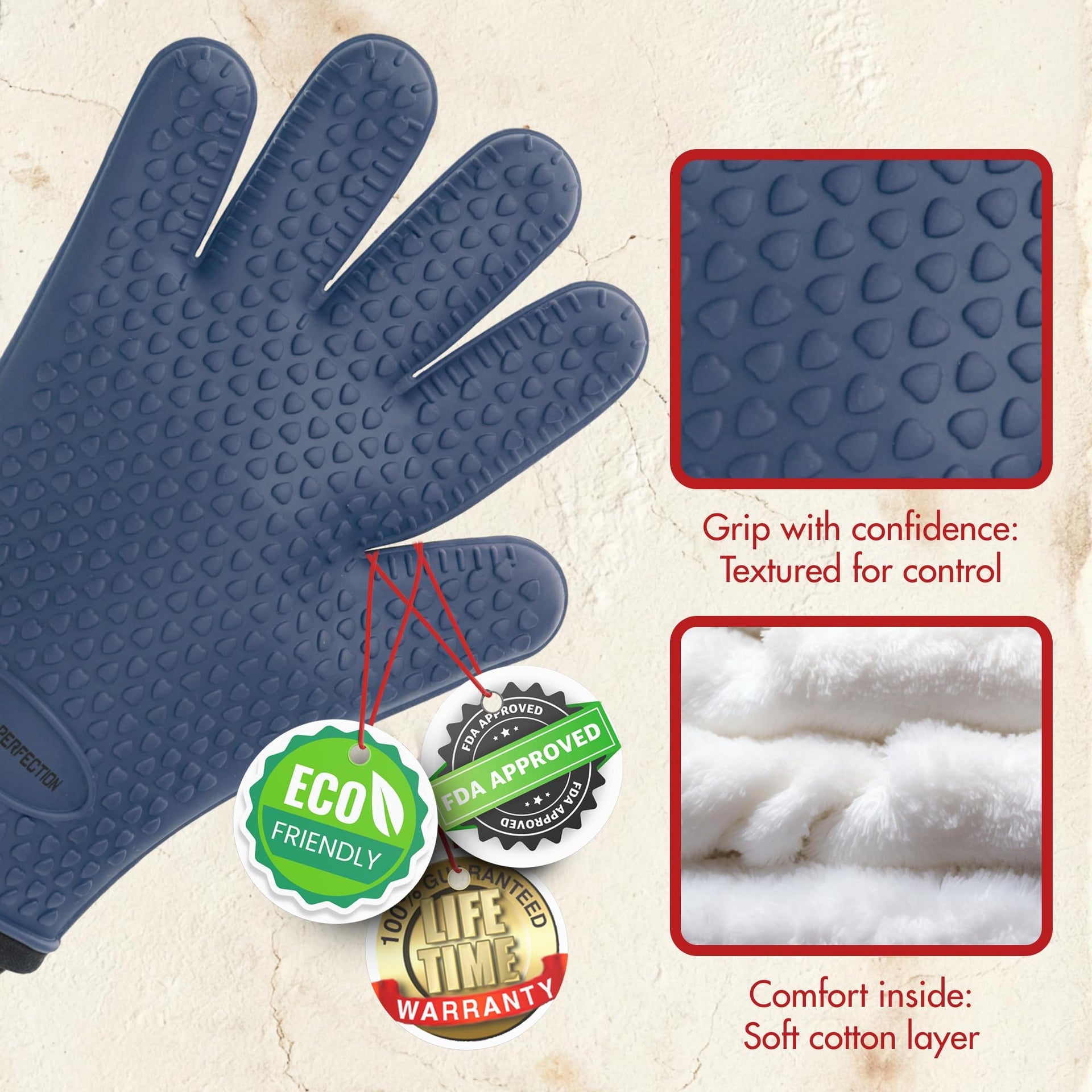 XL Silicone Pizza Oven Gloves Heat Resistant Oven Mitts