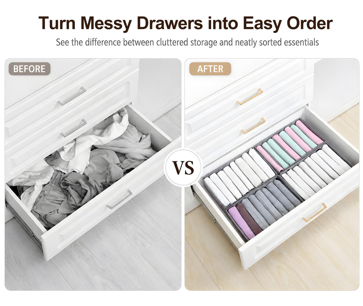 4 Pack Drawer Organizers for Clothing (4 Count)