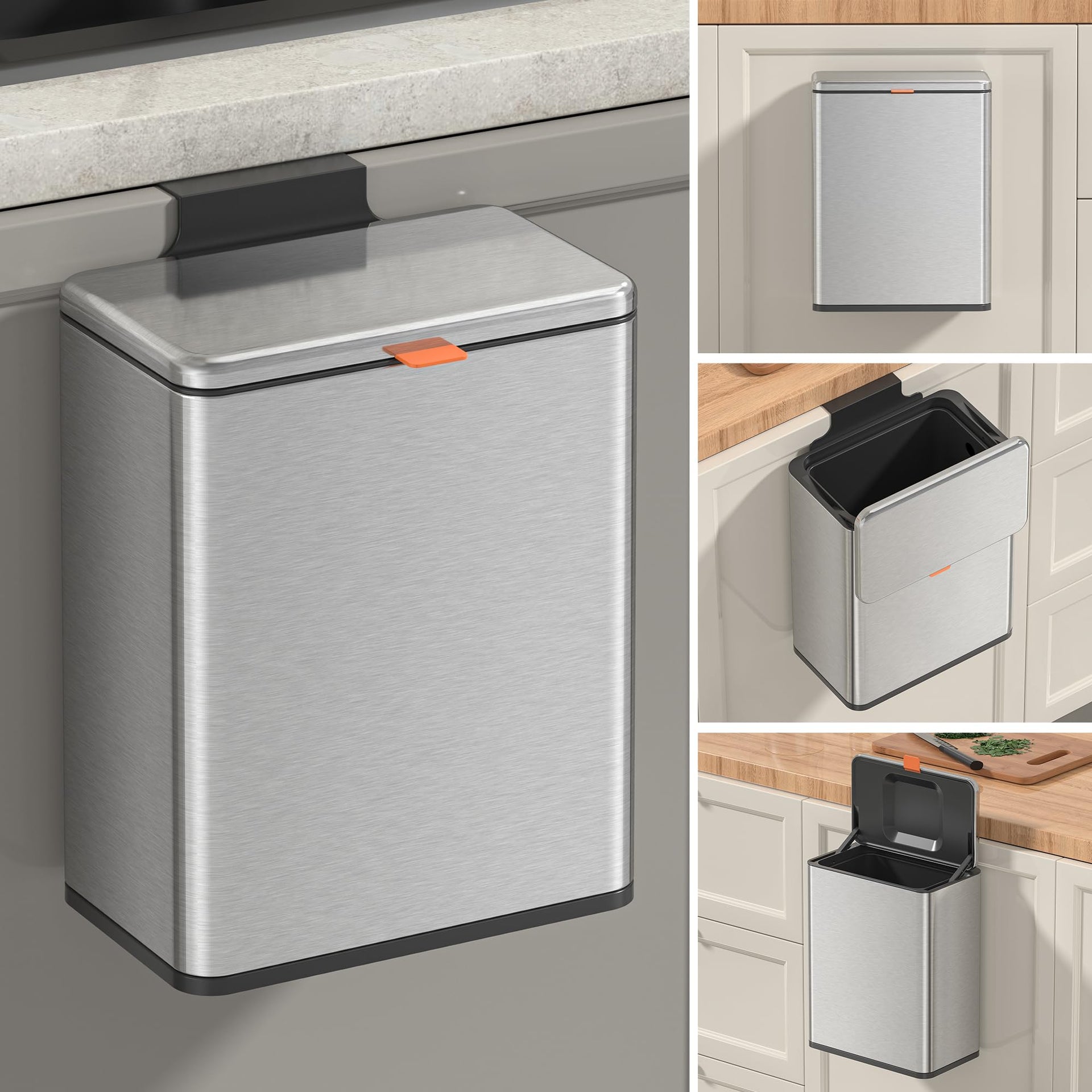 2.1 Gal Silver Hanging Stainless Steel Compost Bin