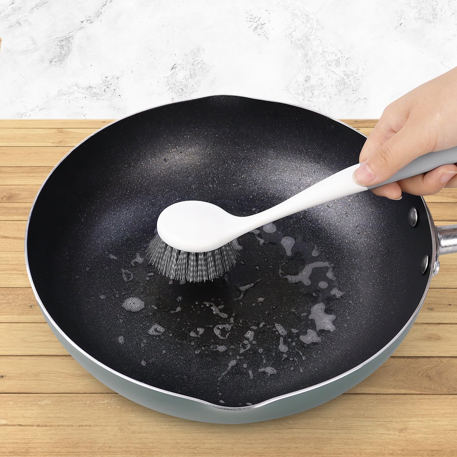 2 Pack Kitchen Scrub Brushes for Cleaning Dish Brush with Handle for Pans (2 Count)