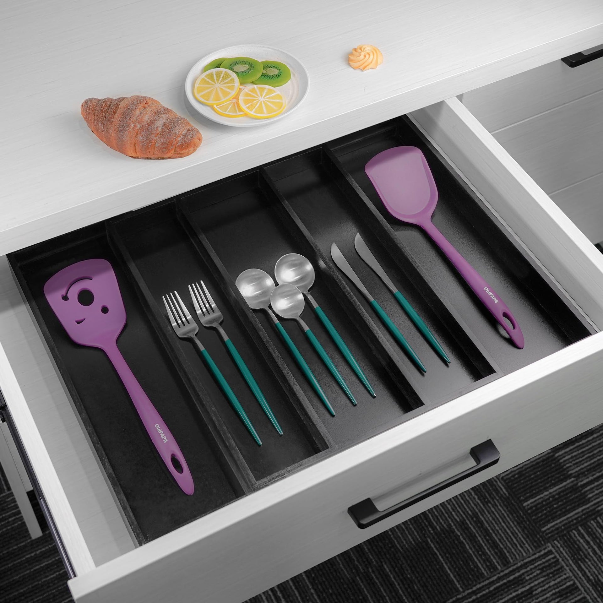 Bamboo Drawer Organizer Kitchen Utensils