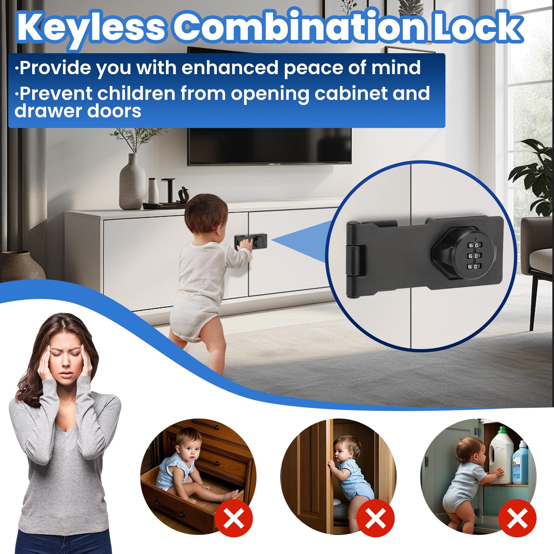 Keyless Cabinet Lock with Combination Code (2 Count)