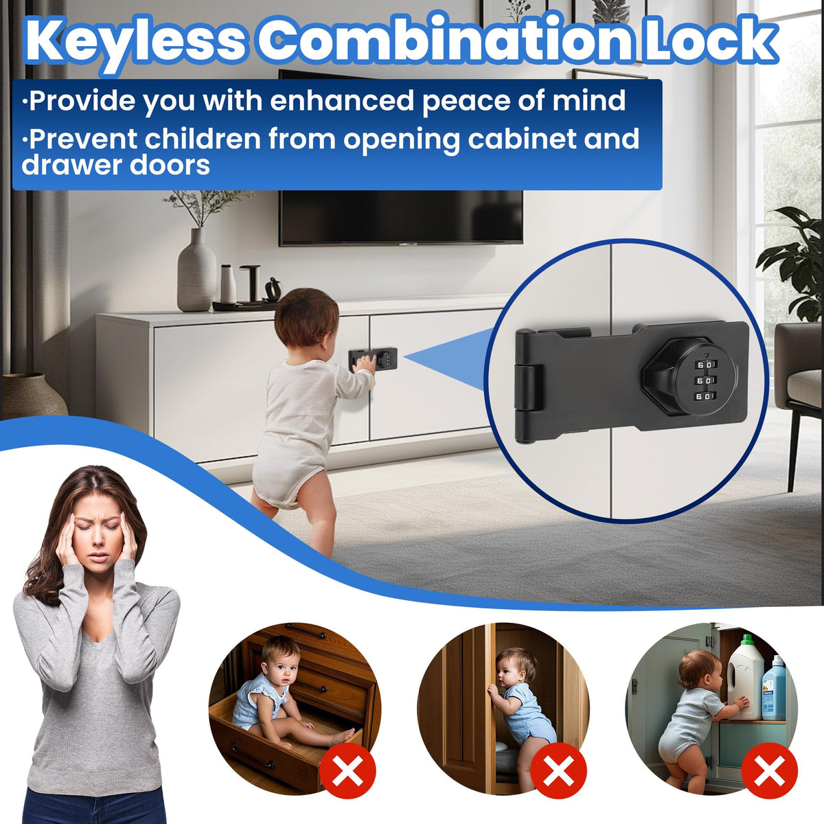 Keyless Cabinet Lock with Combination Code