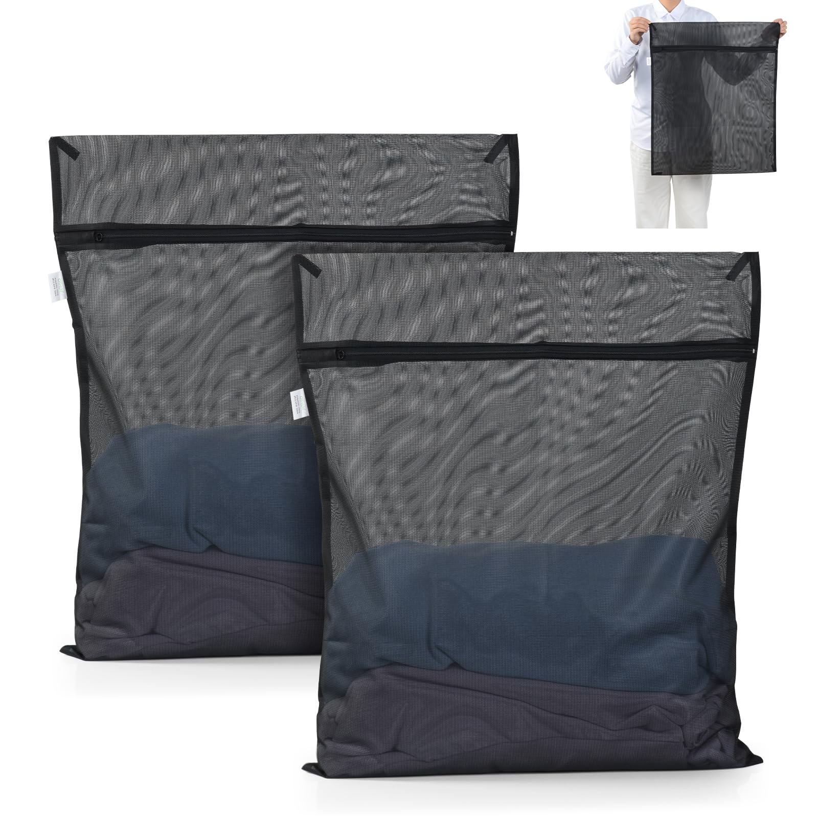 2 Pack Durable Laundry Bags with Zipper 20 x 24 Inch (2 Count)