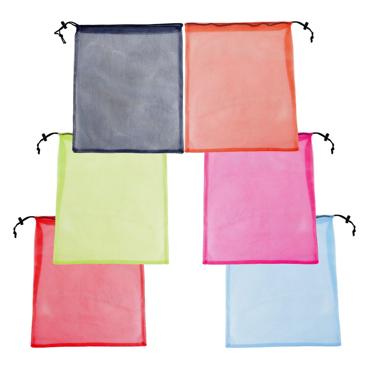 18"X24" 6Pcs Mesh Laundry Drawstring Bag Nylon Drawstring Gym Bag with Cord Lock Closure (6 Count)