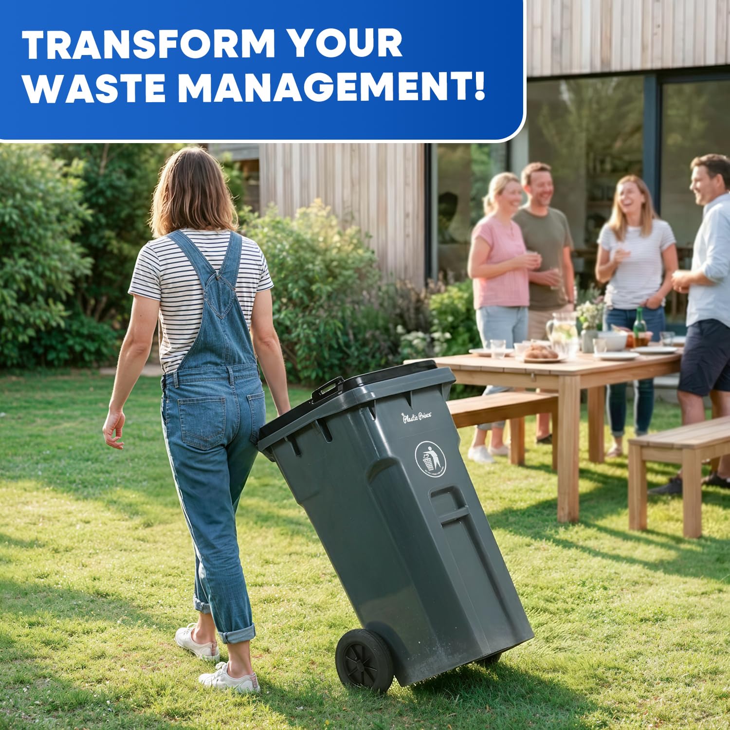 32 Gallon Trash Can with Wheels Outdoor Trash Can with Lid Heavy