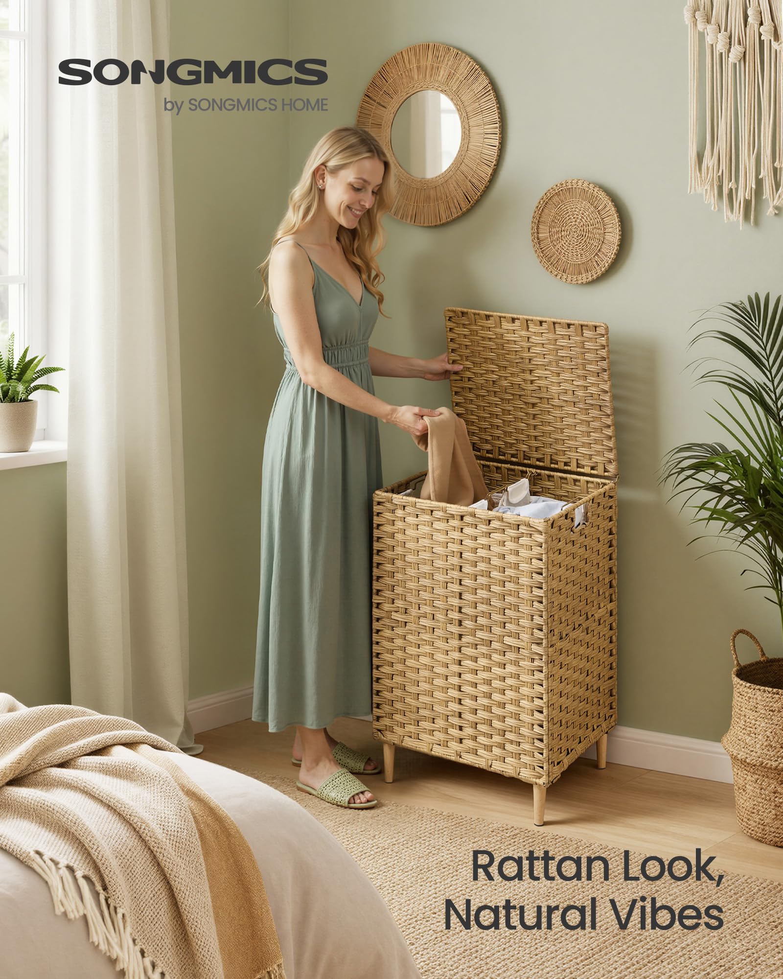 2 Section Laundry Hamper with Lid