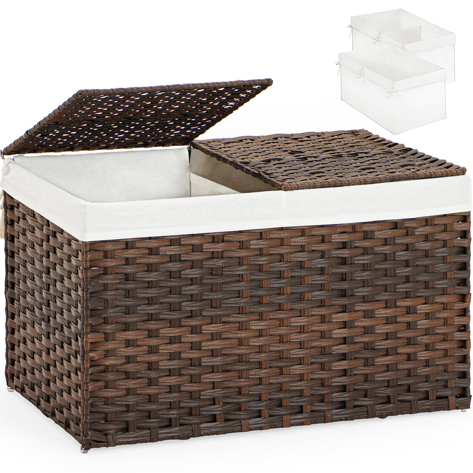 Storage Basket with Lid PE Rattan Storage Basket 105L