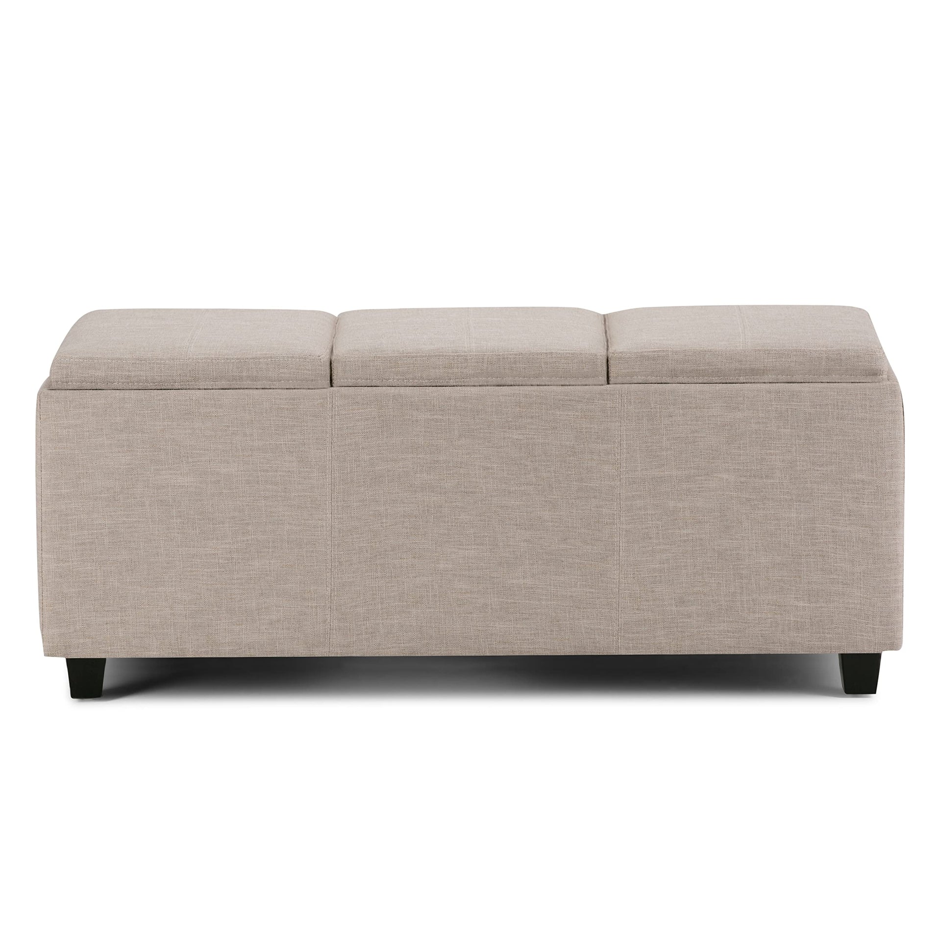 Avalon 42" Wide Linen Look Fabric Storage Ottoman in Natural