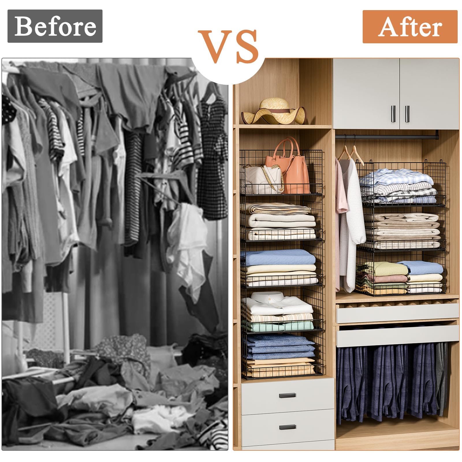 5 Tier Stackable Closet Organizers and Storage Shelves